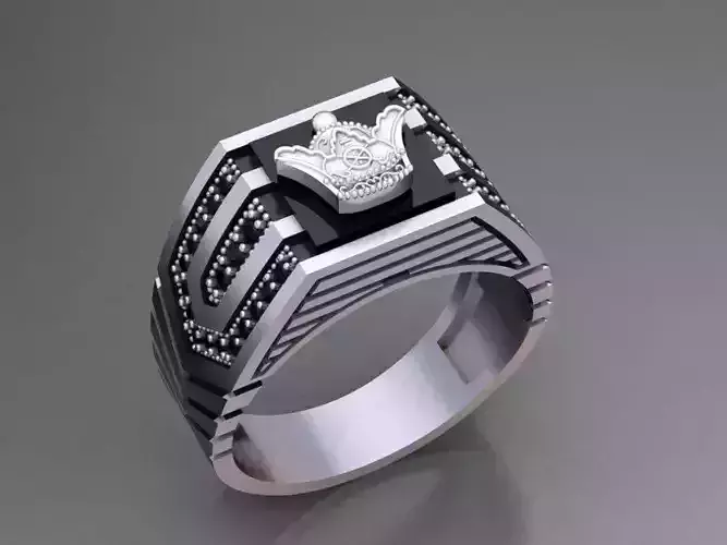 Onyx and Crown Ring 3D print model