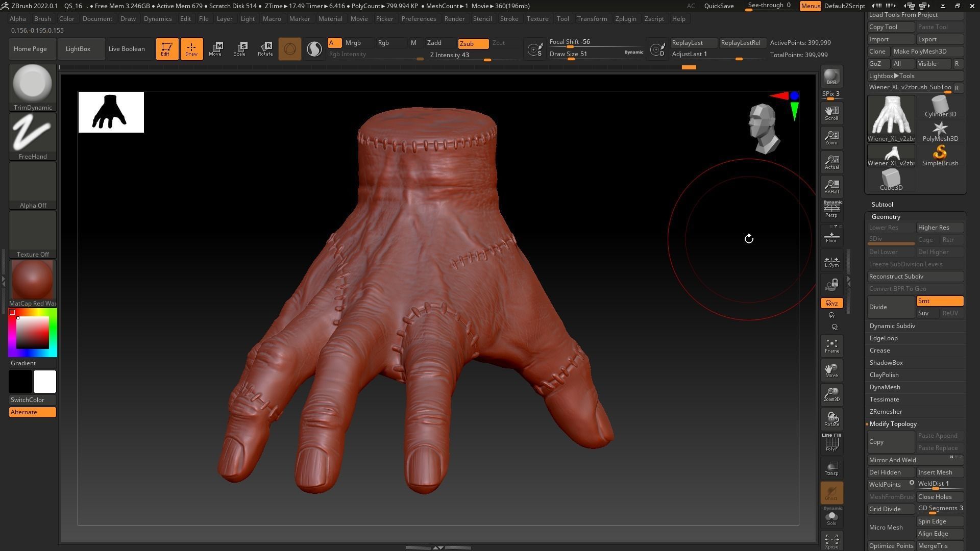 THING ADDAMS 3D Maozinha  3D print model_2