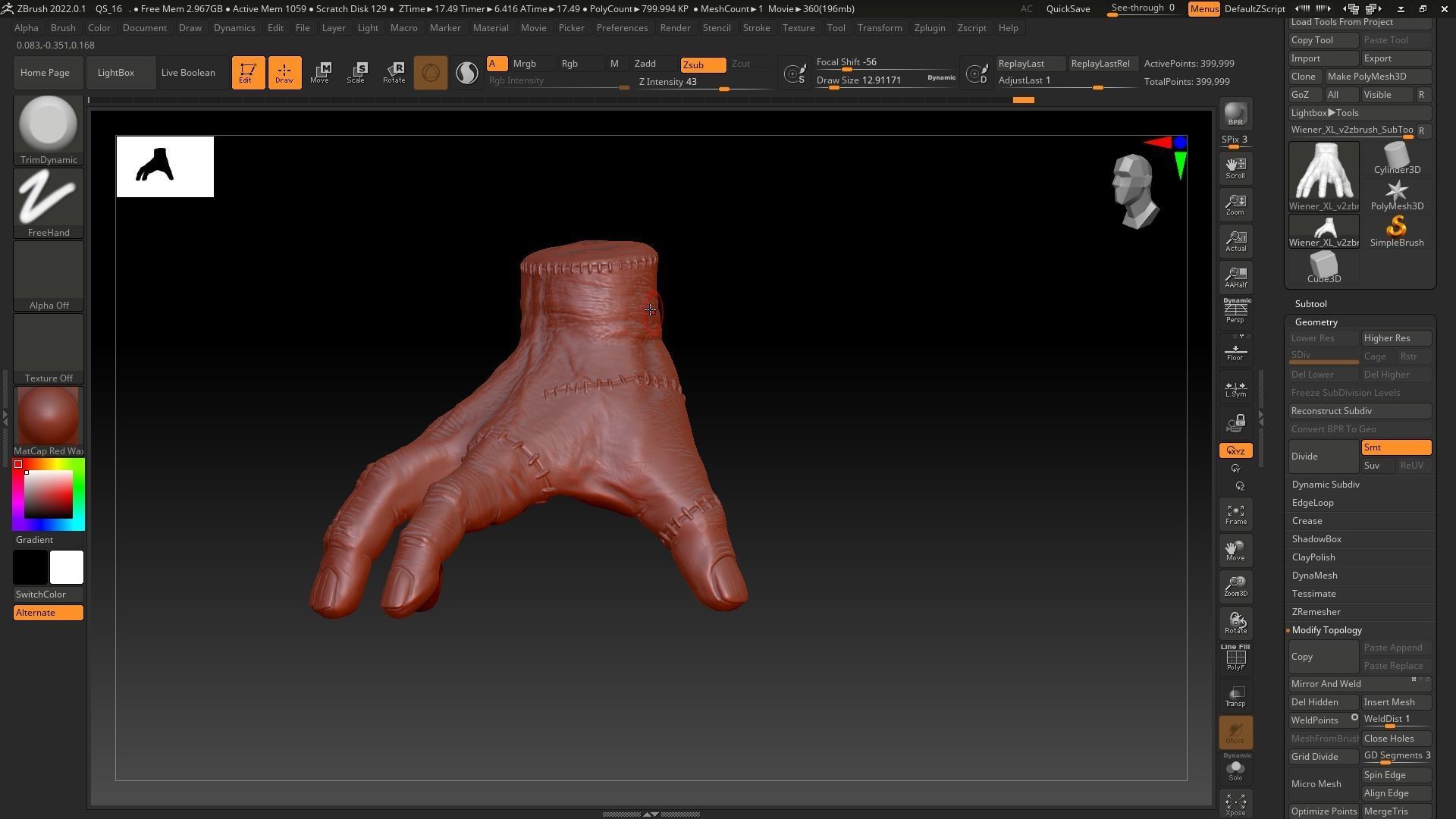 THING ADDAMS 3D Maozinha  3D print model_5