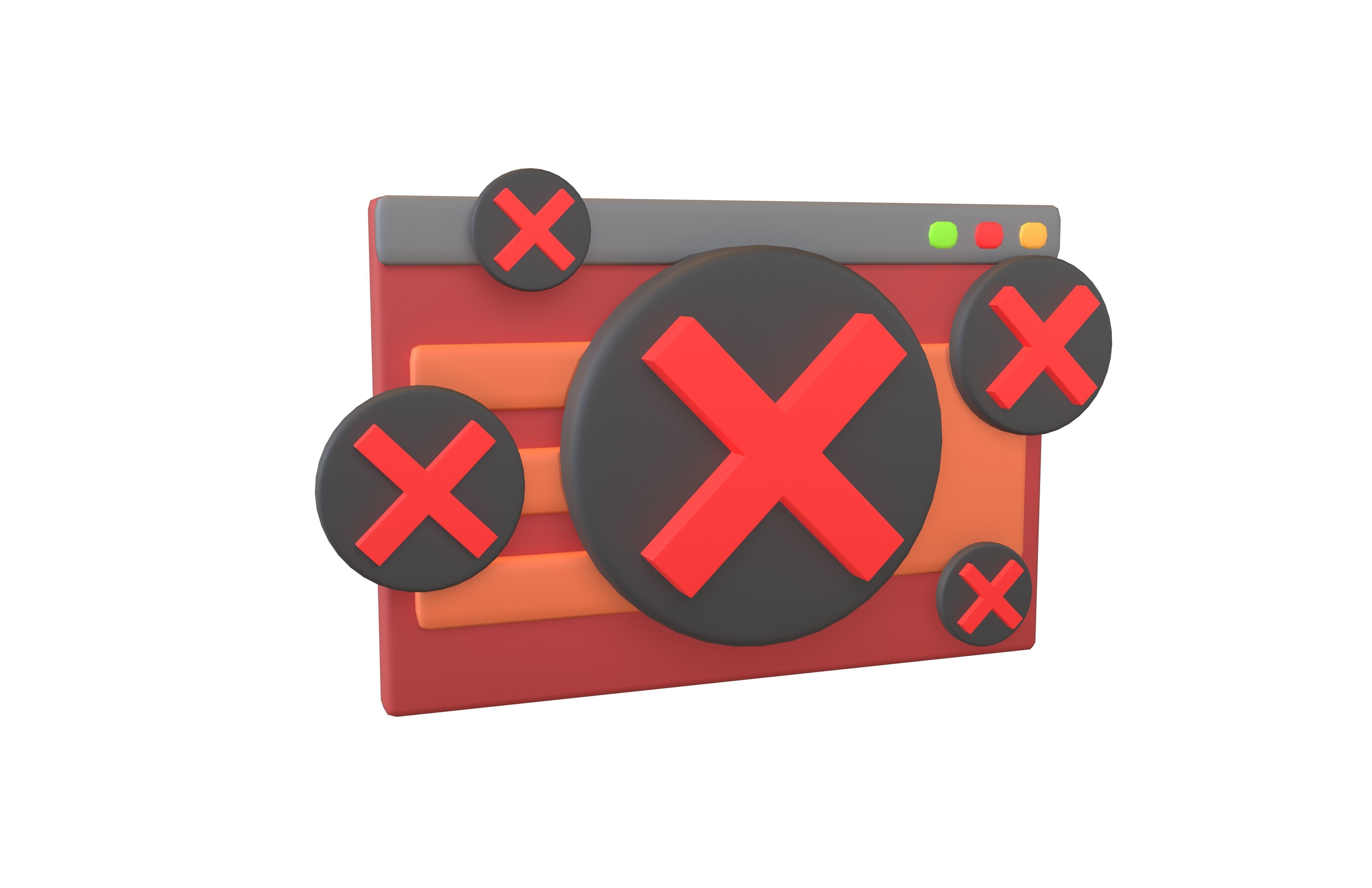 Malicious Website Icon v3 002 Low-poly 3D model_1