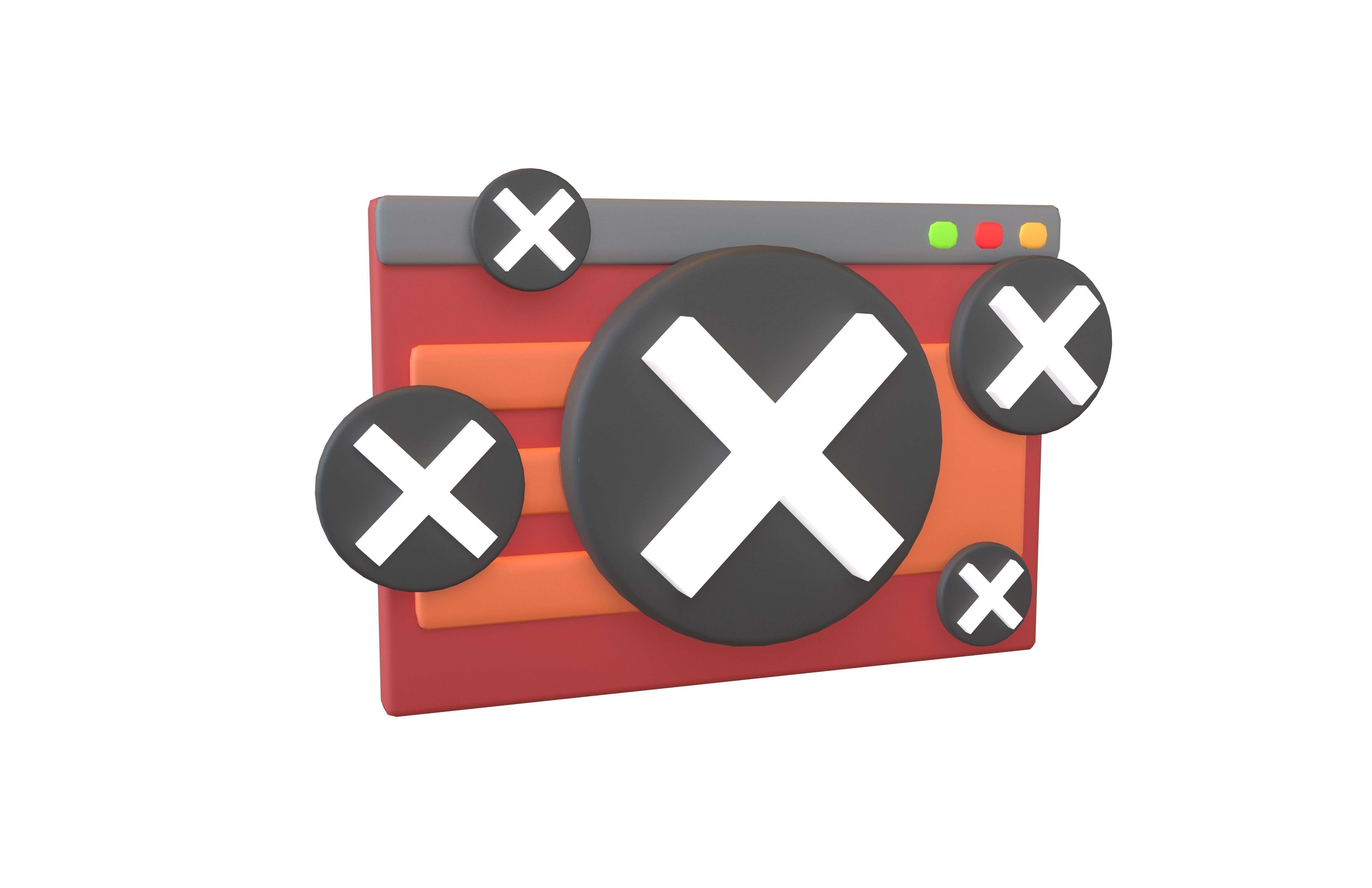 Malicious Website Icon v3 003 Low-poly 3D model_1