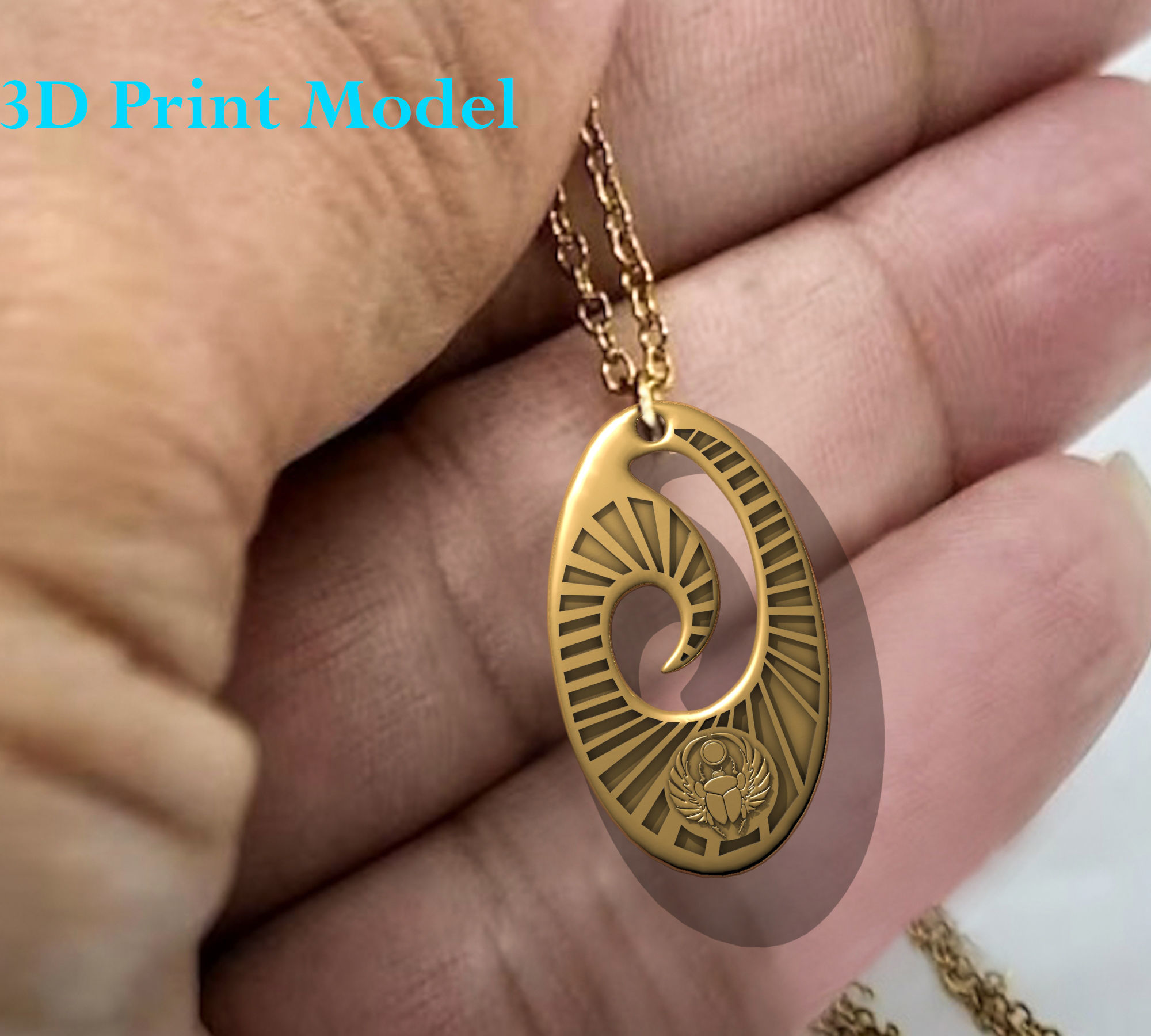 Scarab  Pendant Ancient Necklaces Pharaonic Inscriptions Egypt 3D print model_9