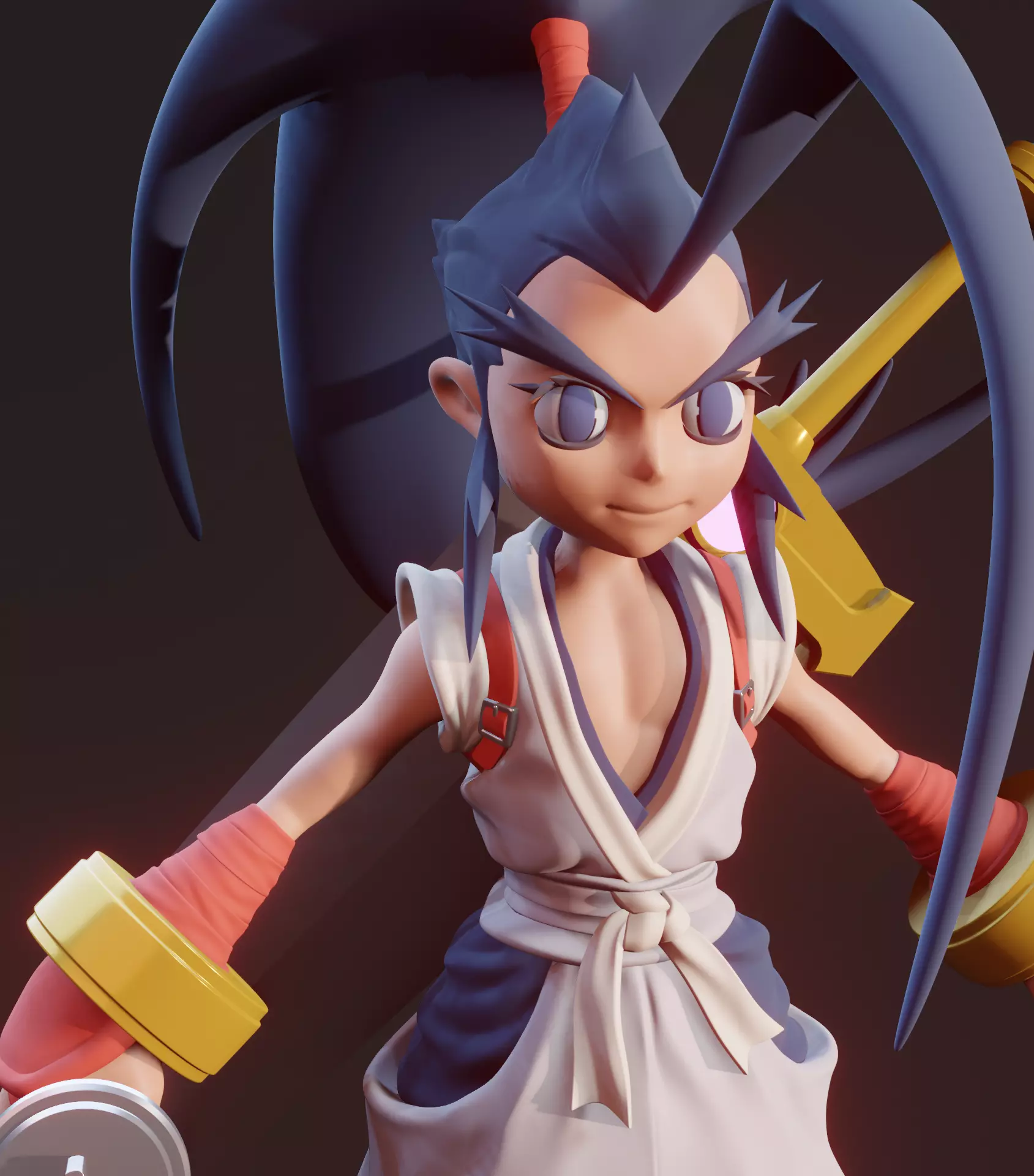 Brave Fencer Musashi Highpoly Character Model with Weapons 3D model