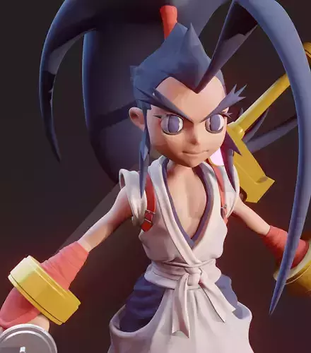 Brave Fencer Musashi Highpoly Character Model with Weapons 3D model