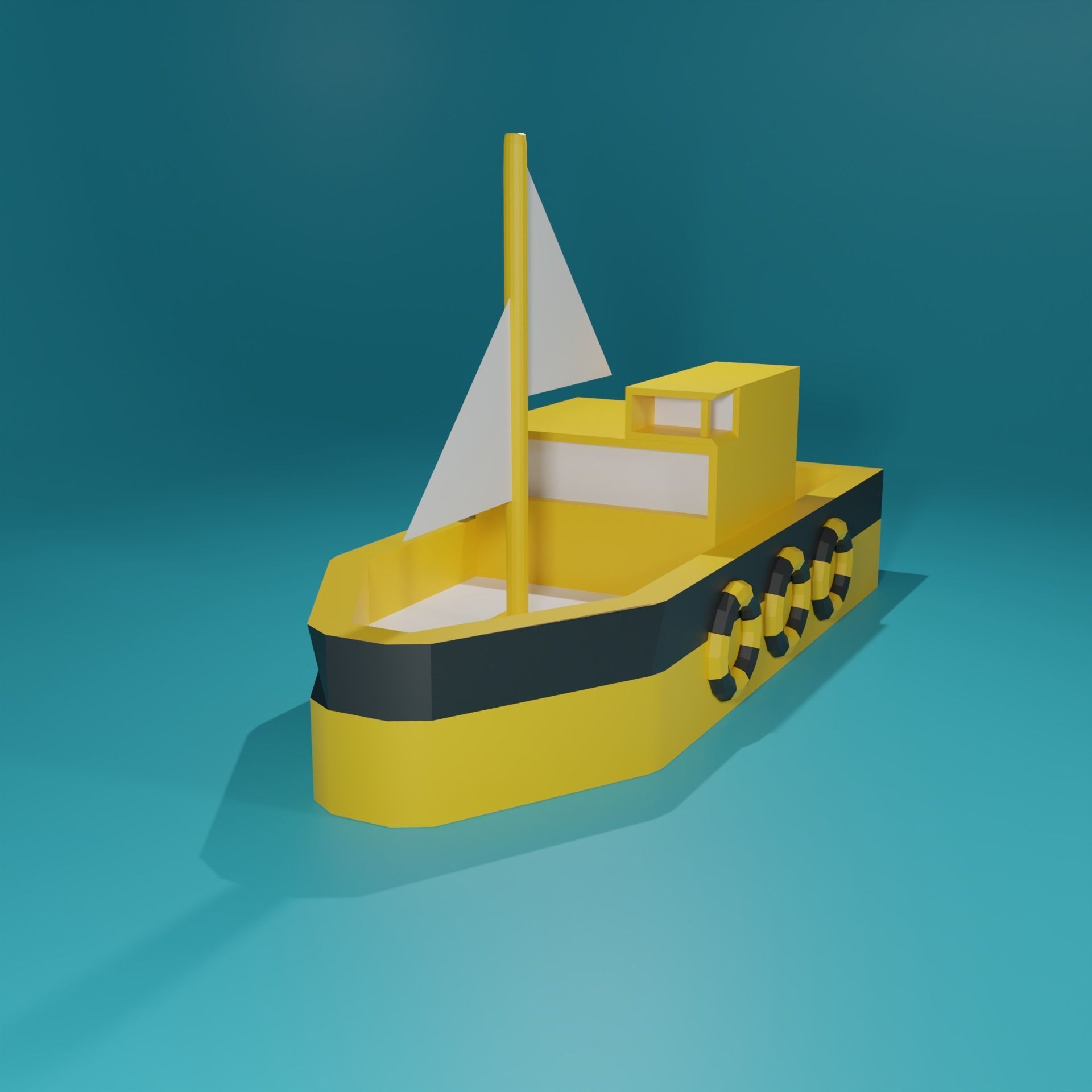 Minimalistic Low-poly Boat Elegance and Simplicity Low-poly 3D model_3
