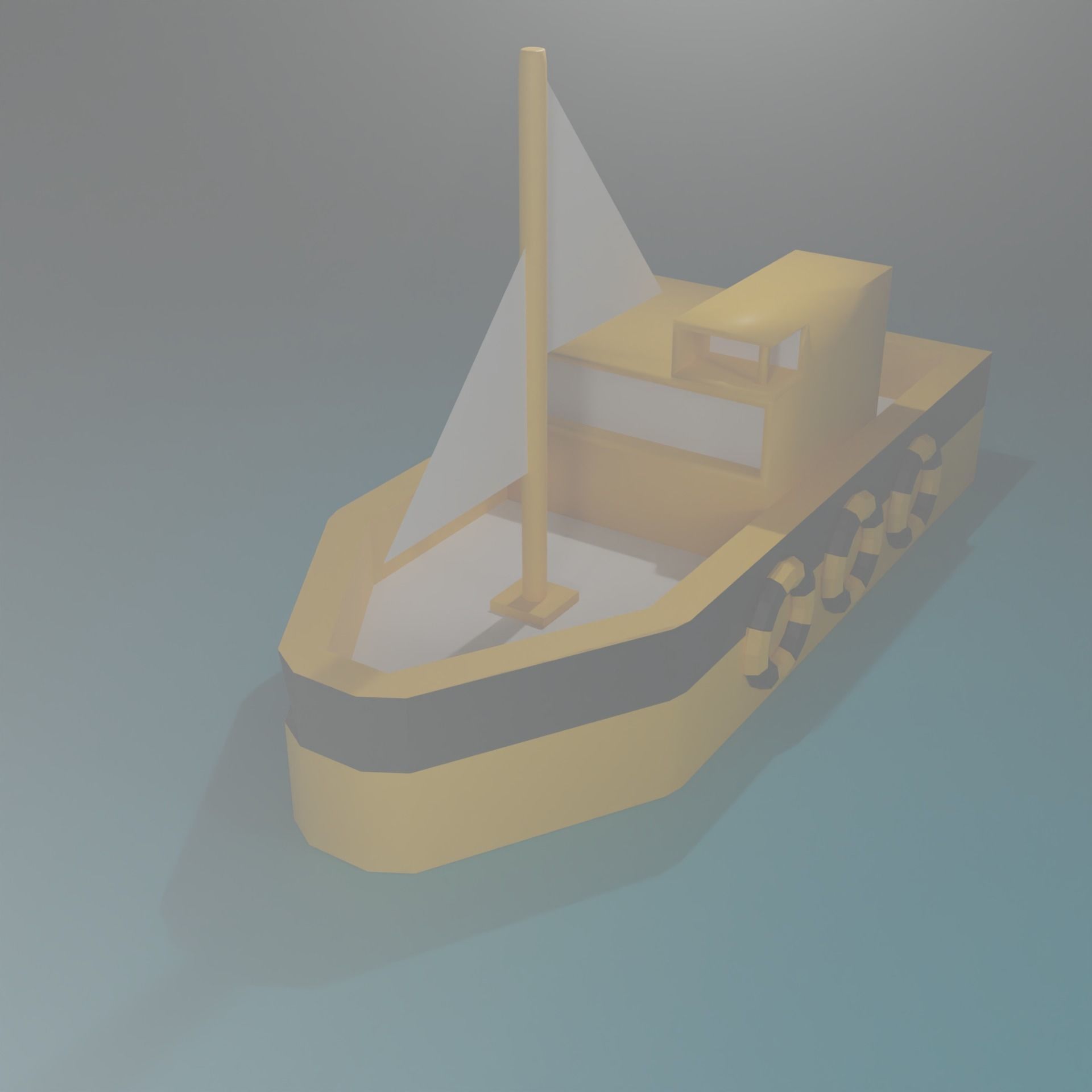 Minimalistic Low-poly Boat Elegance and Simplicity Low-poly 3D model_2