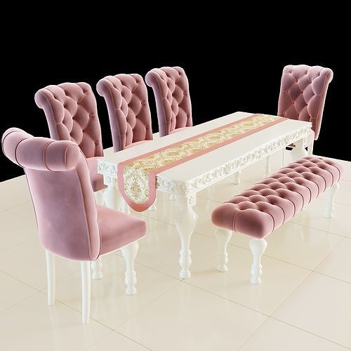 Dinning Chair-Table Set Free 3D model