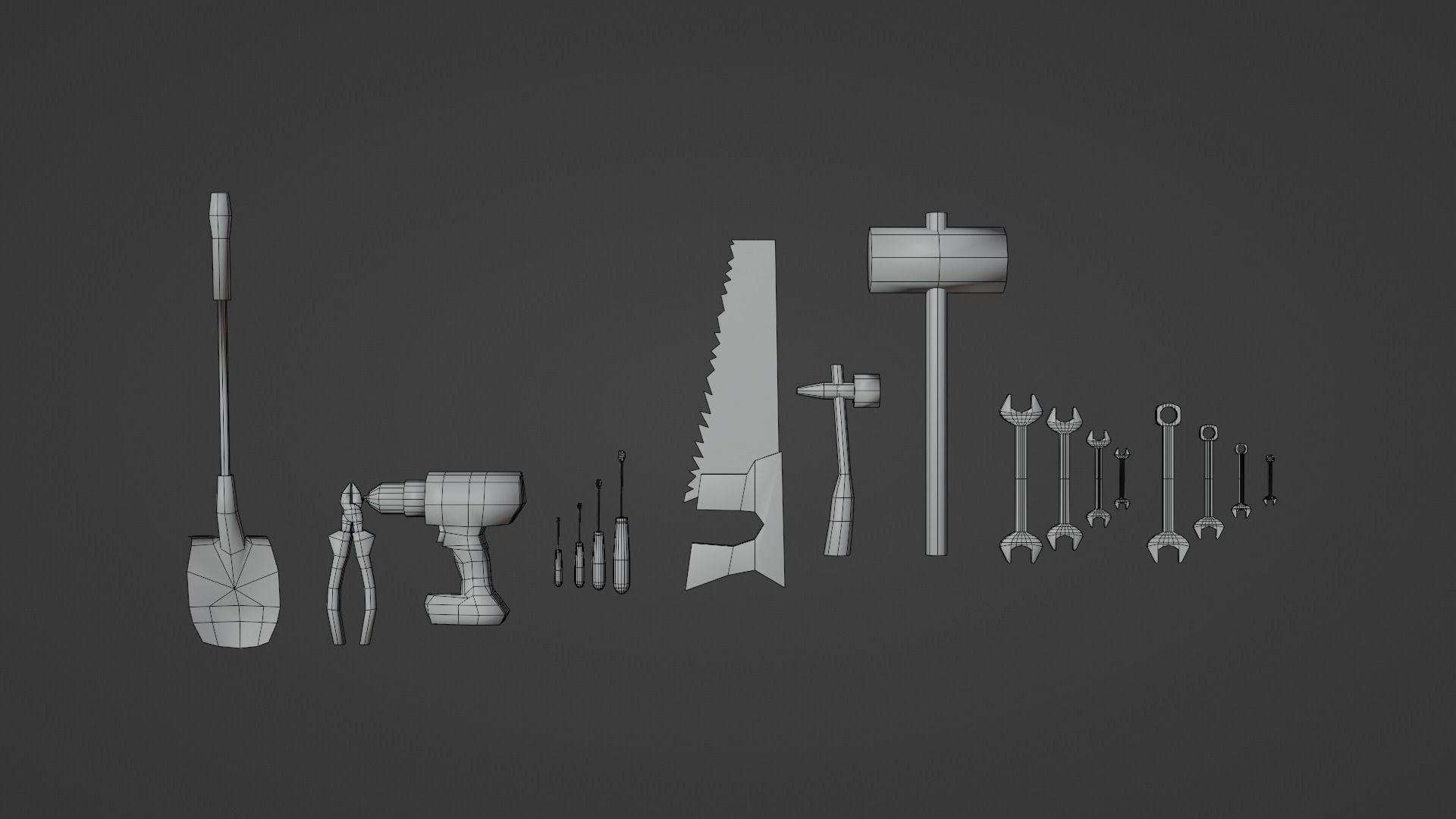 Low ploy tools 3D model_2