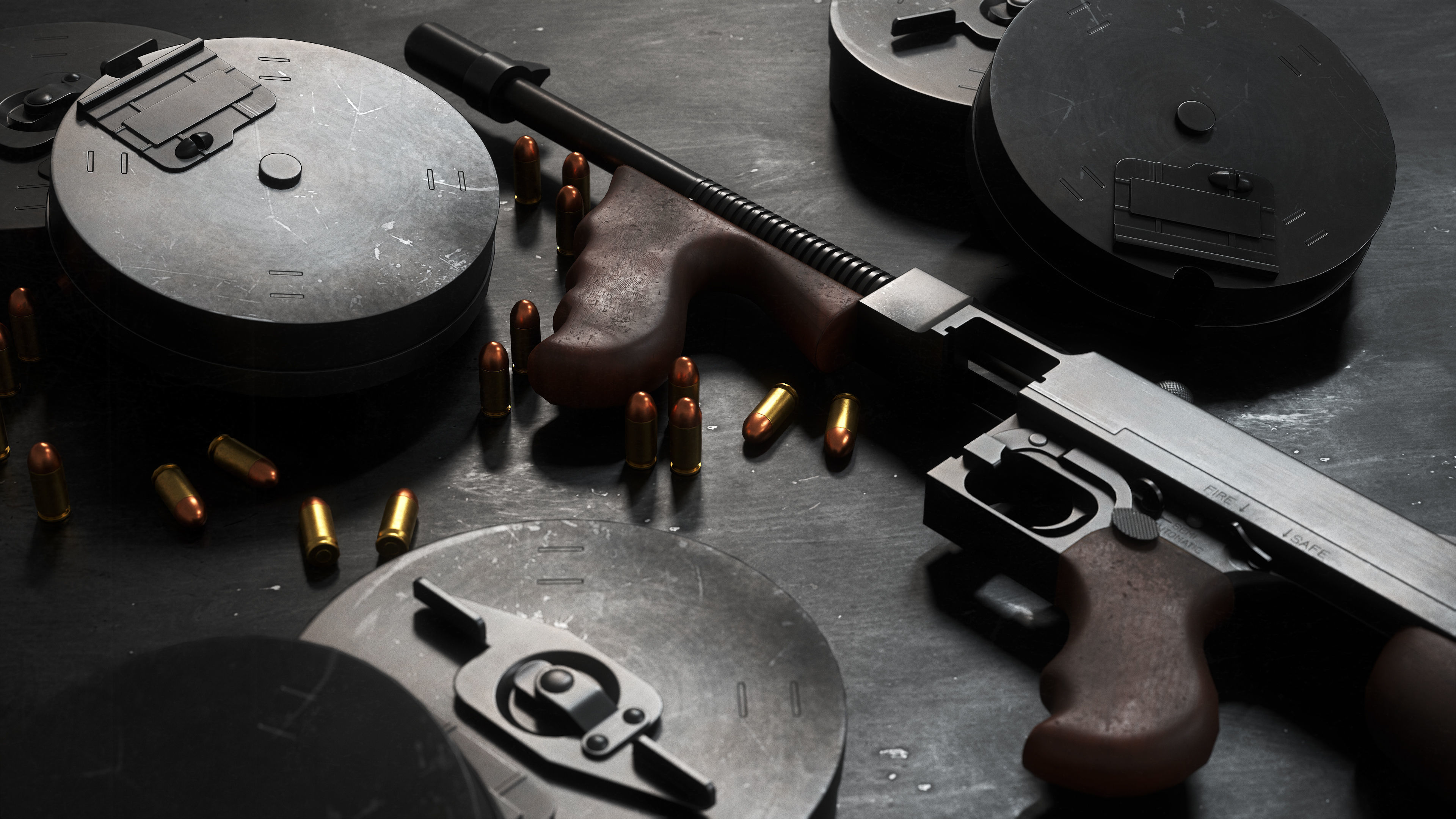 M1 Thompson Low-poly 3D model_7