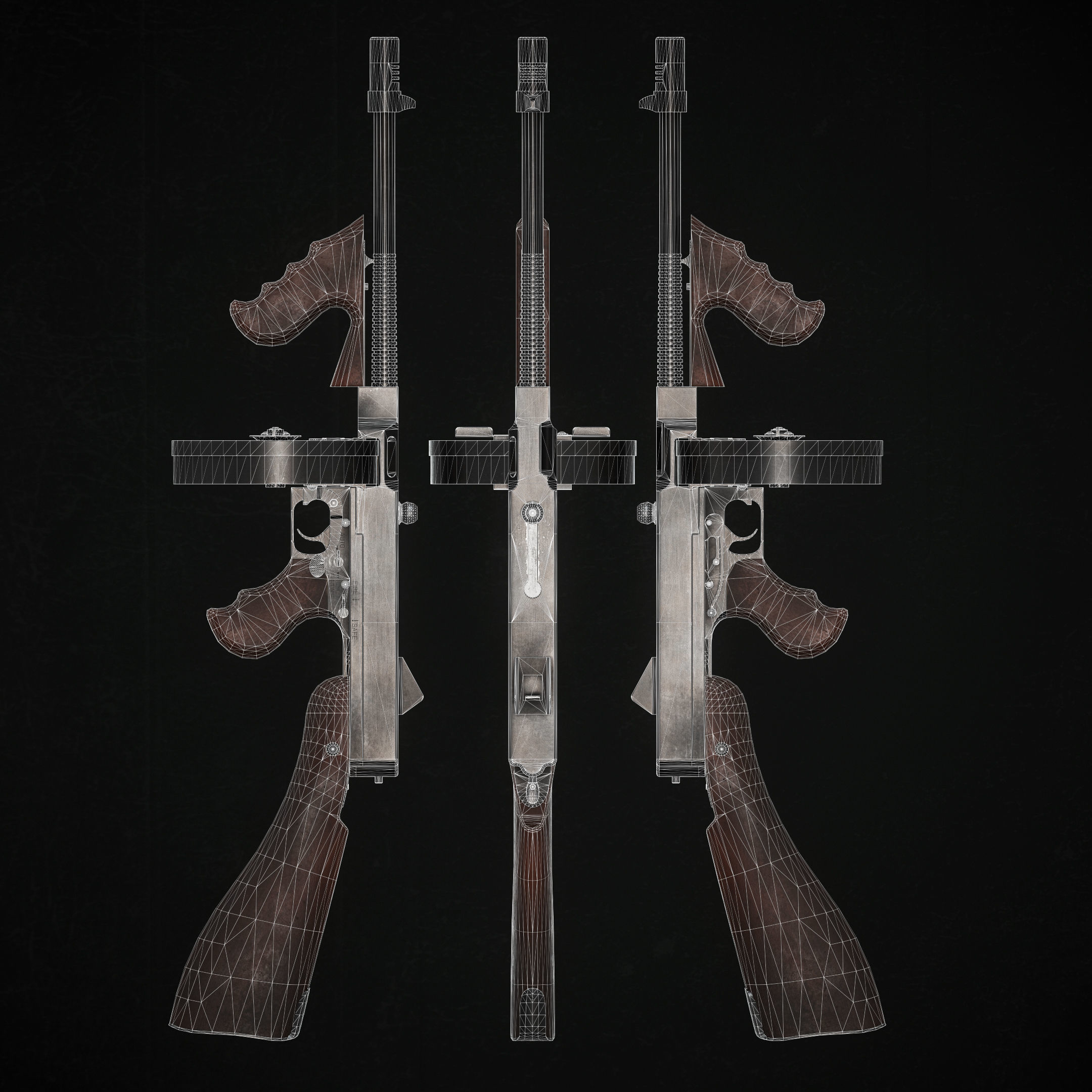 M1 Thompson Low-poly 3D model_9