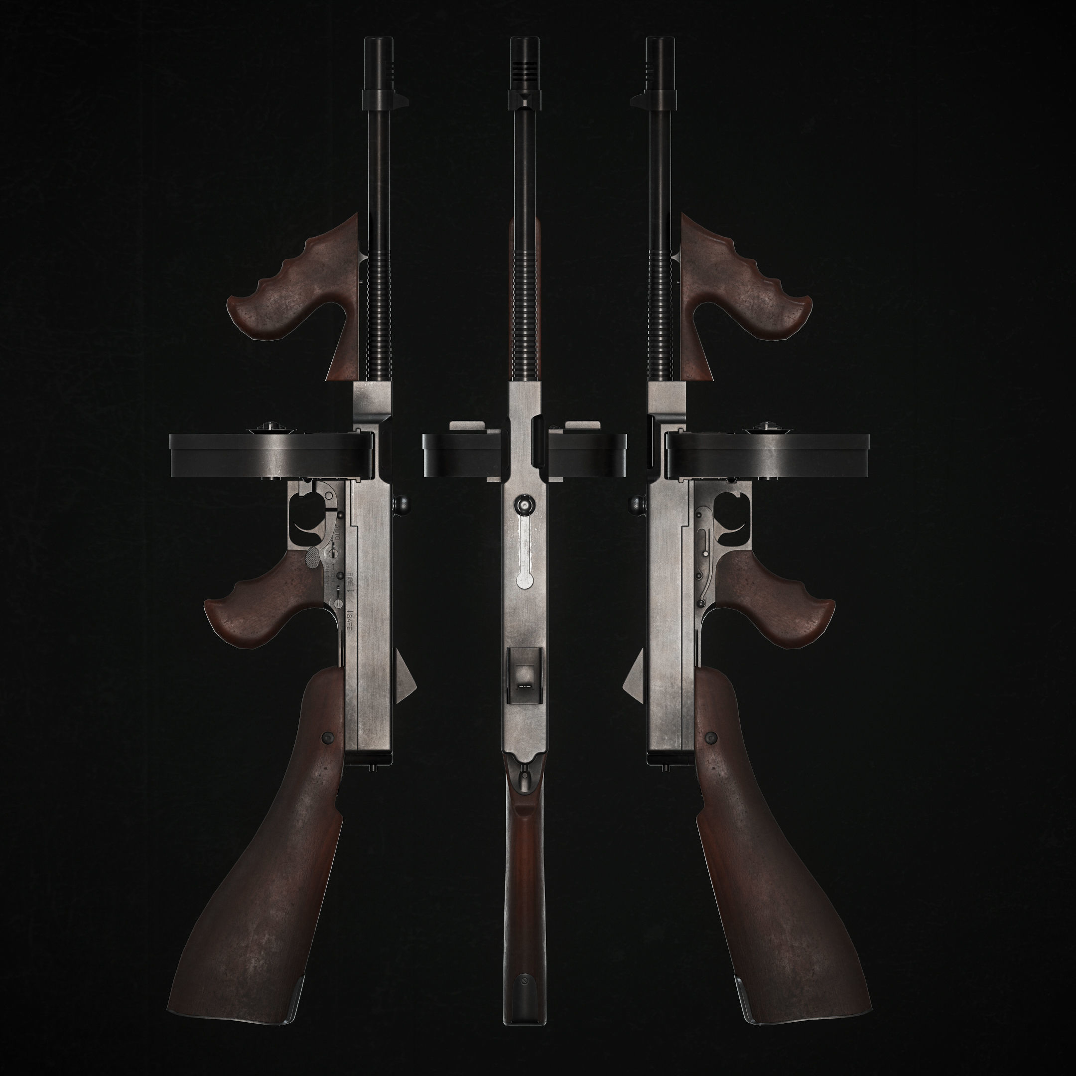 M1 Thompson Low-poly 3D model_8