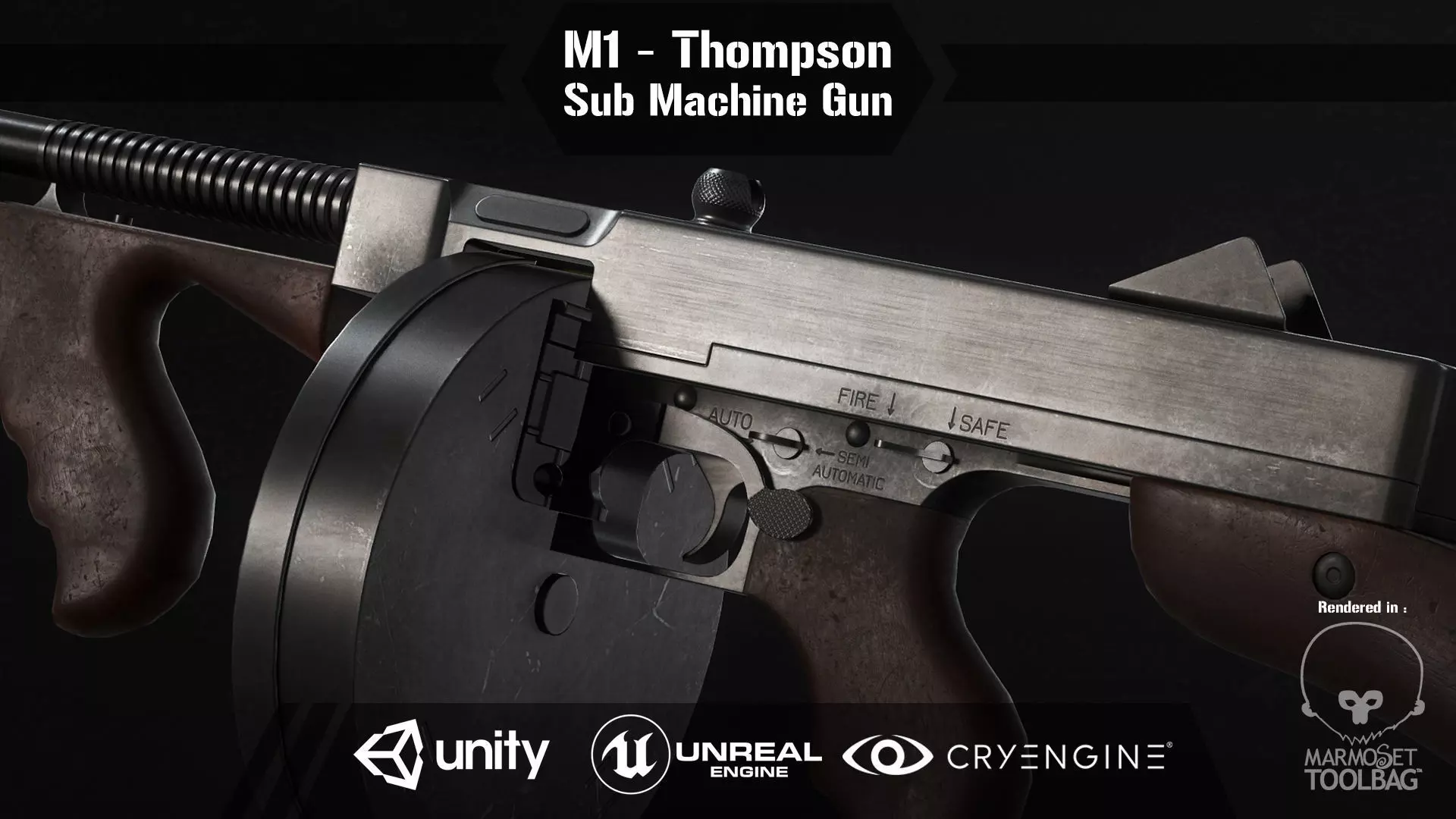 M1 Thompson Low-poly 3D model_0