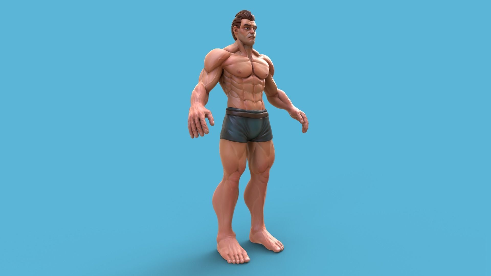 Heavy Stylized Male Low-poly 3D model_9