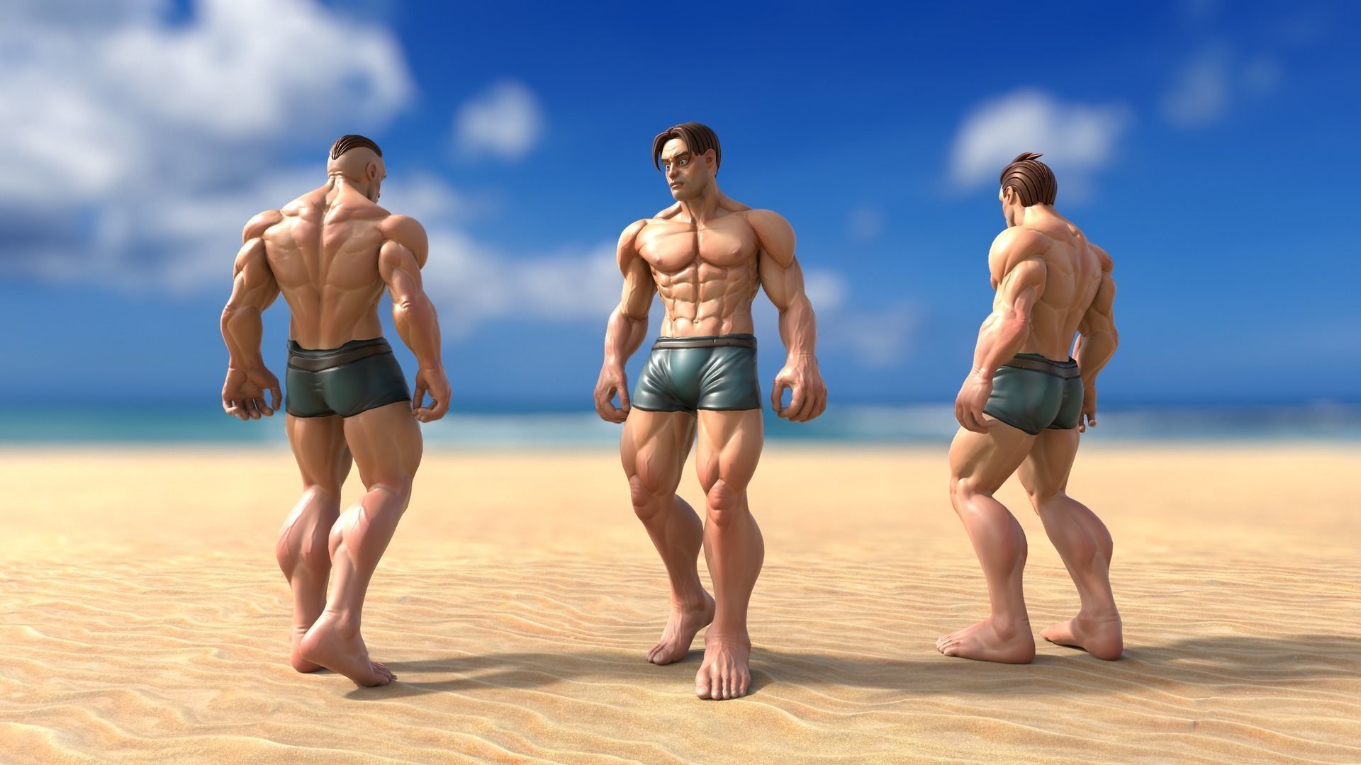 Heavy Stylized Male Low-poly 3D model_2