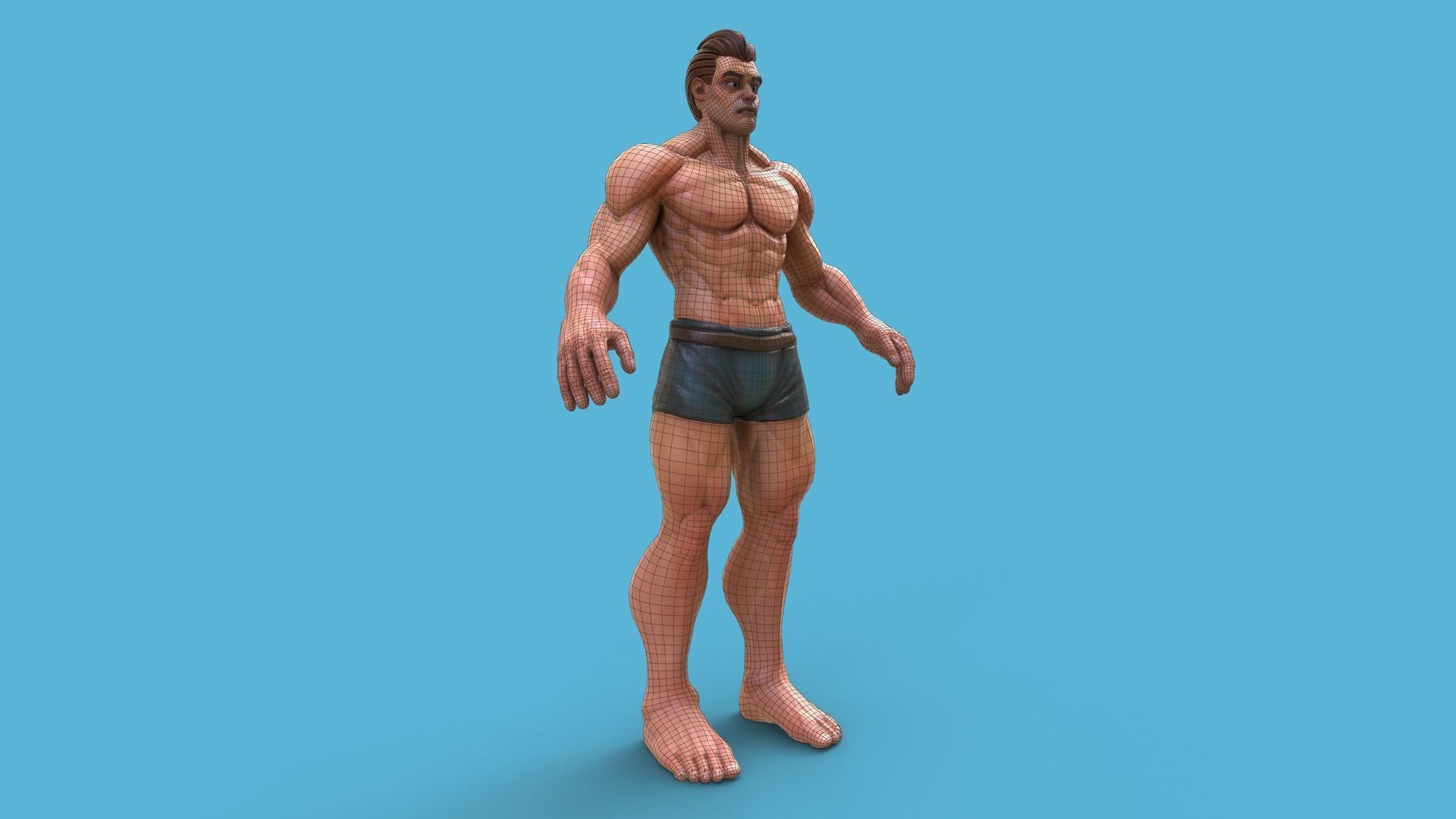 Heavy Stylized Male Low-poly 3D model_10
