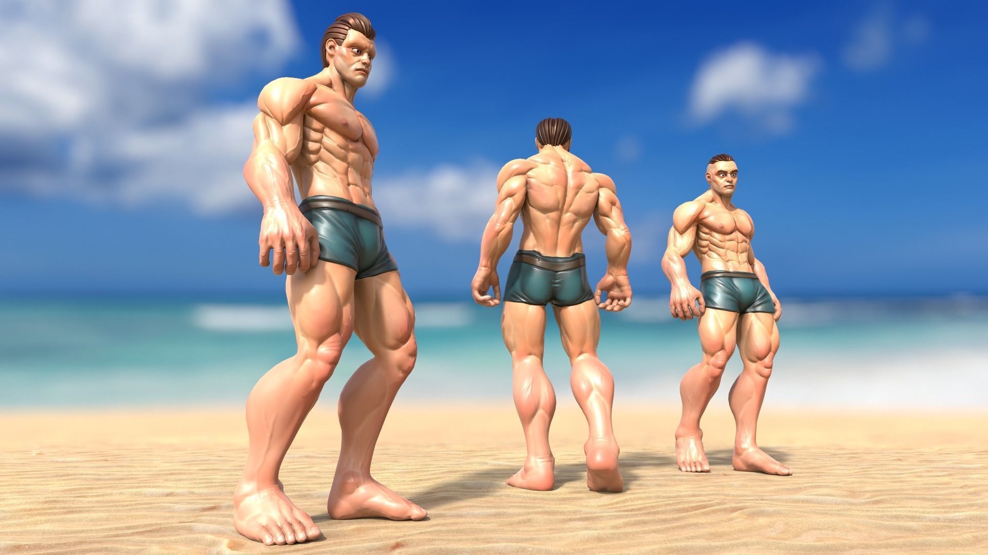 Heavy Stylized Male Low-poly 3D model_4