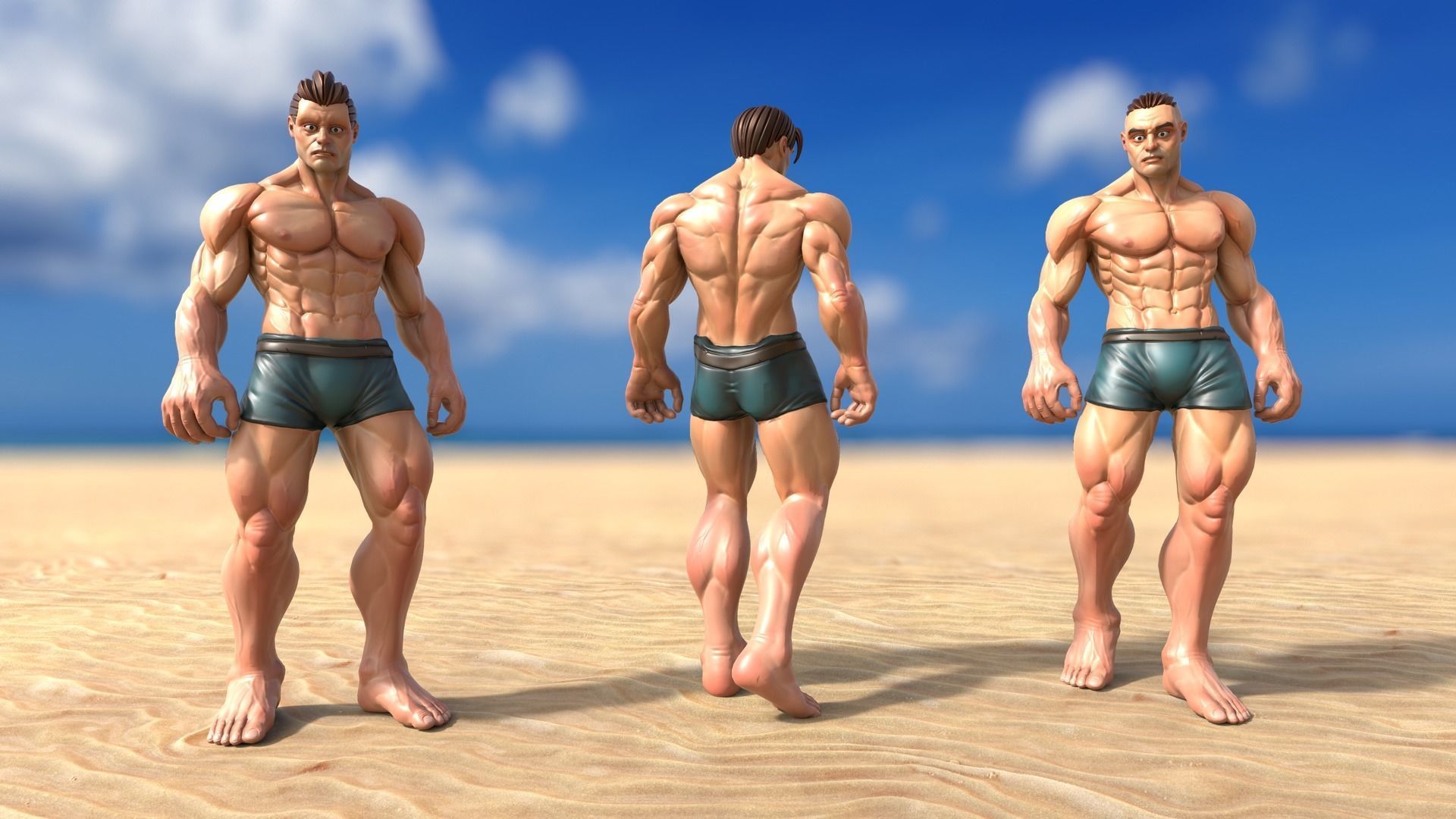 Heavy Stylized Male Low-poly 3D model_3