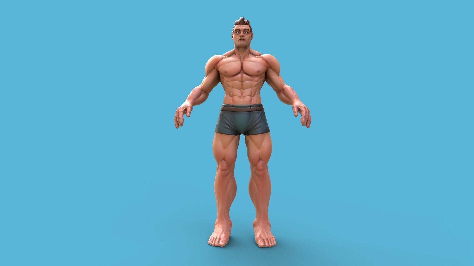 Heavy Stylized Male Low-poly 3D model_6