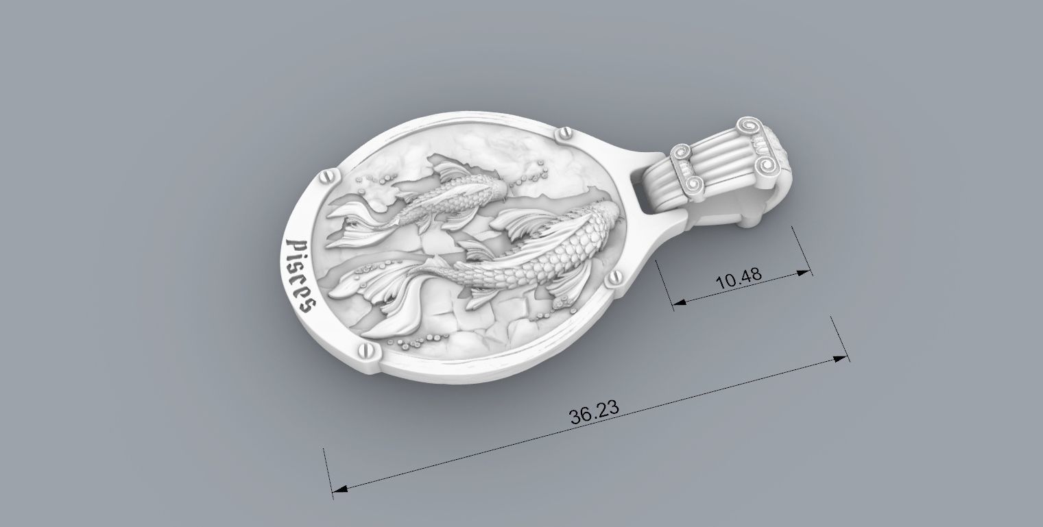 Pisces Zodiac  pendant 3D print model_3