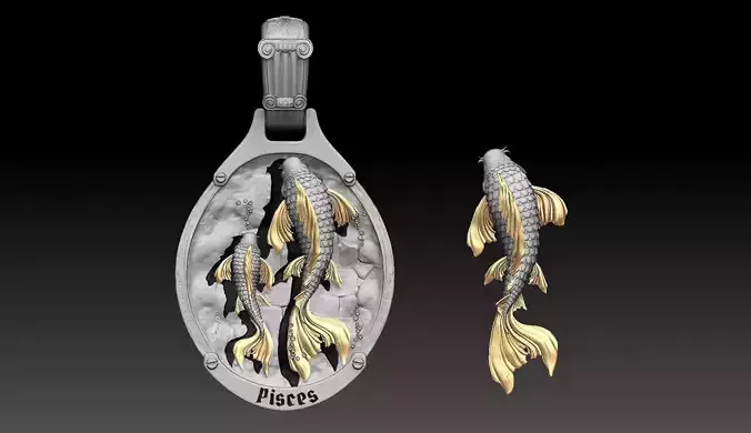 Pisces Zodiac  pendant 3D print model