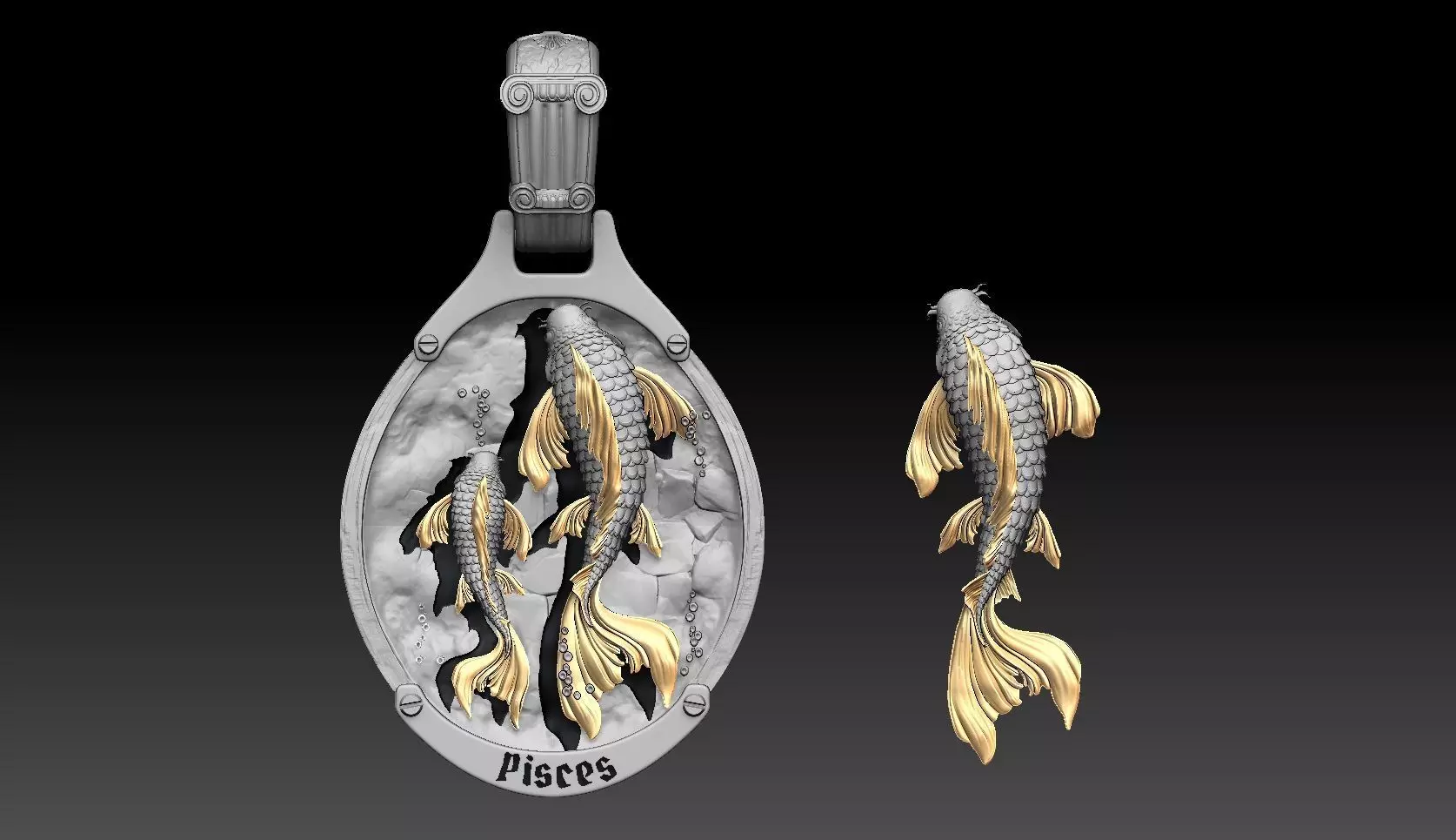 Pisces Zodiac  pendant 3D print model_0