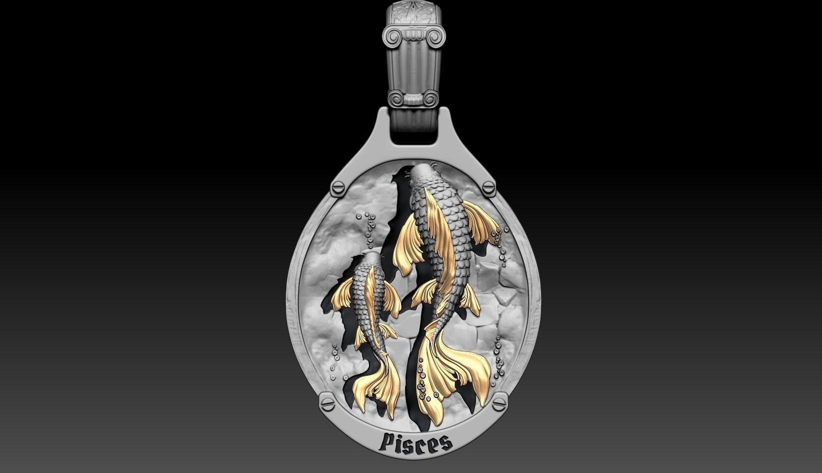 Pisces Zodiac  pendant 3D print model_1