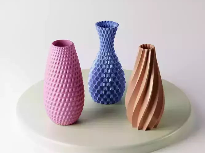 Set 3 Digital Vase planter 3D print file - 3D printing Vaze 3D print model