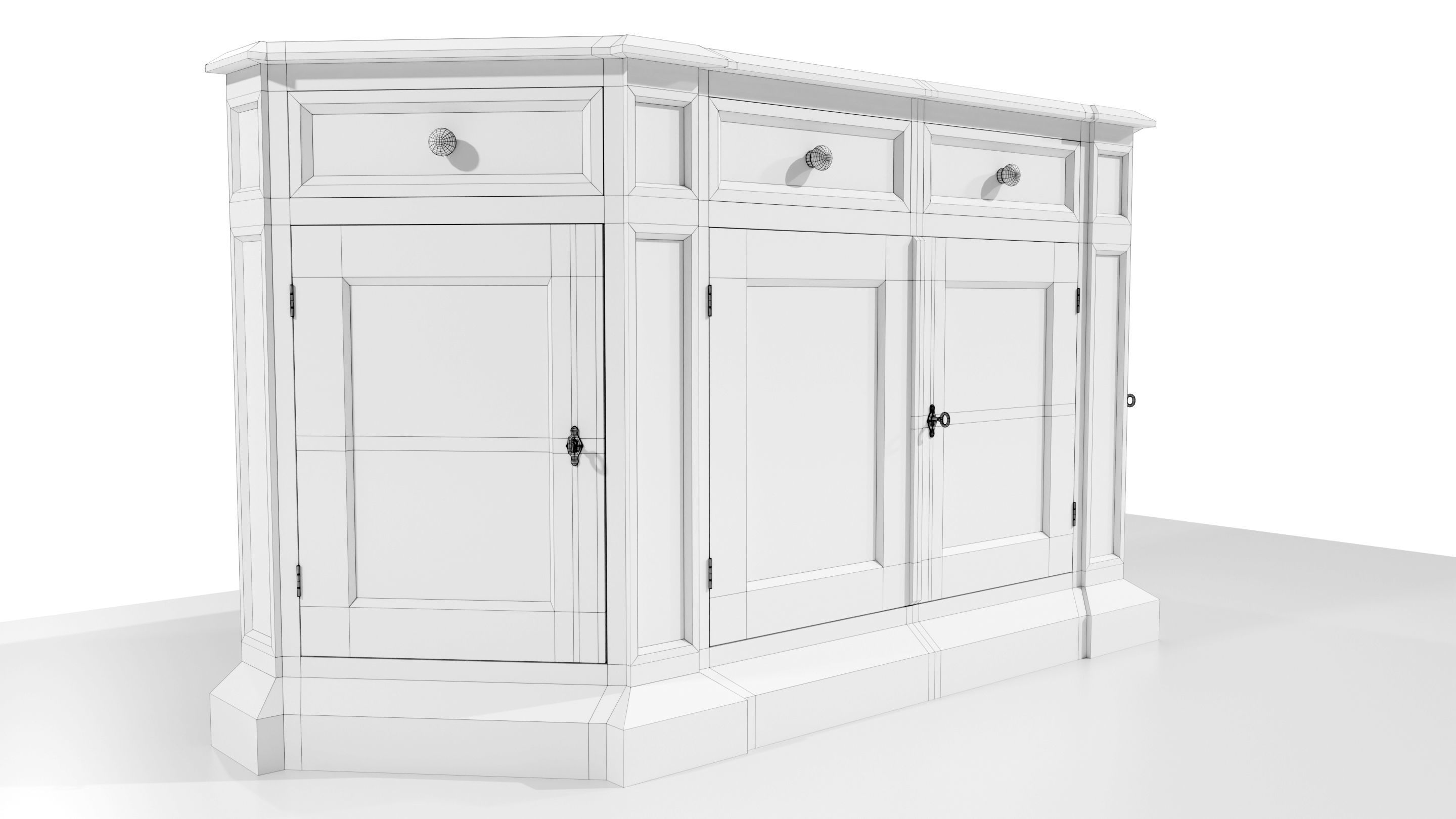 Classic Low Cabinet 3D model_12