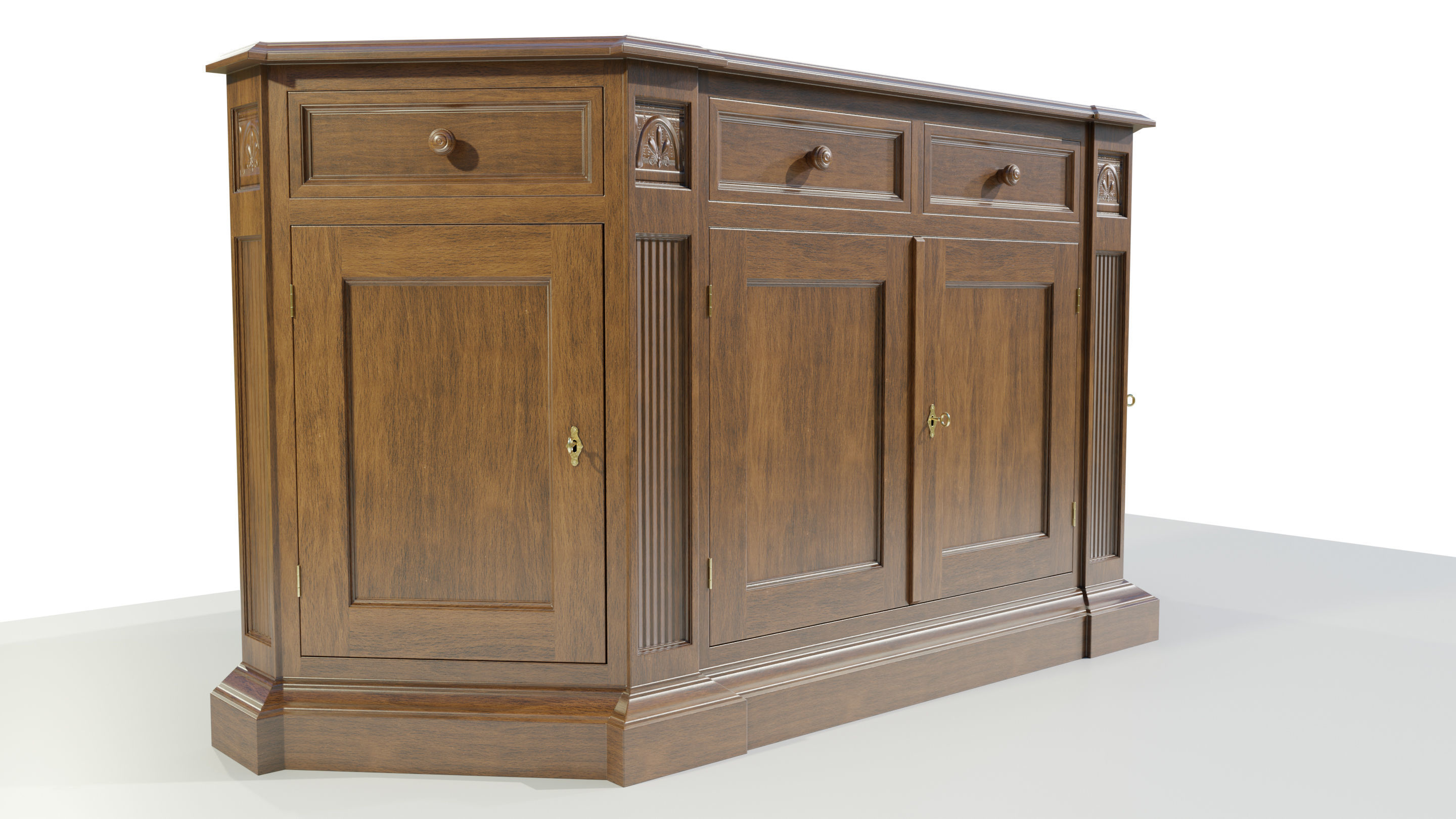 Classic Low Cabinet 3D model_2