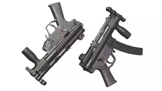 MP5k submachine gun  Low-poly 3D model
