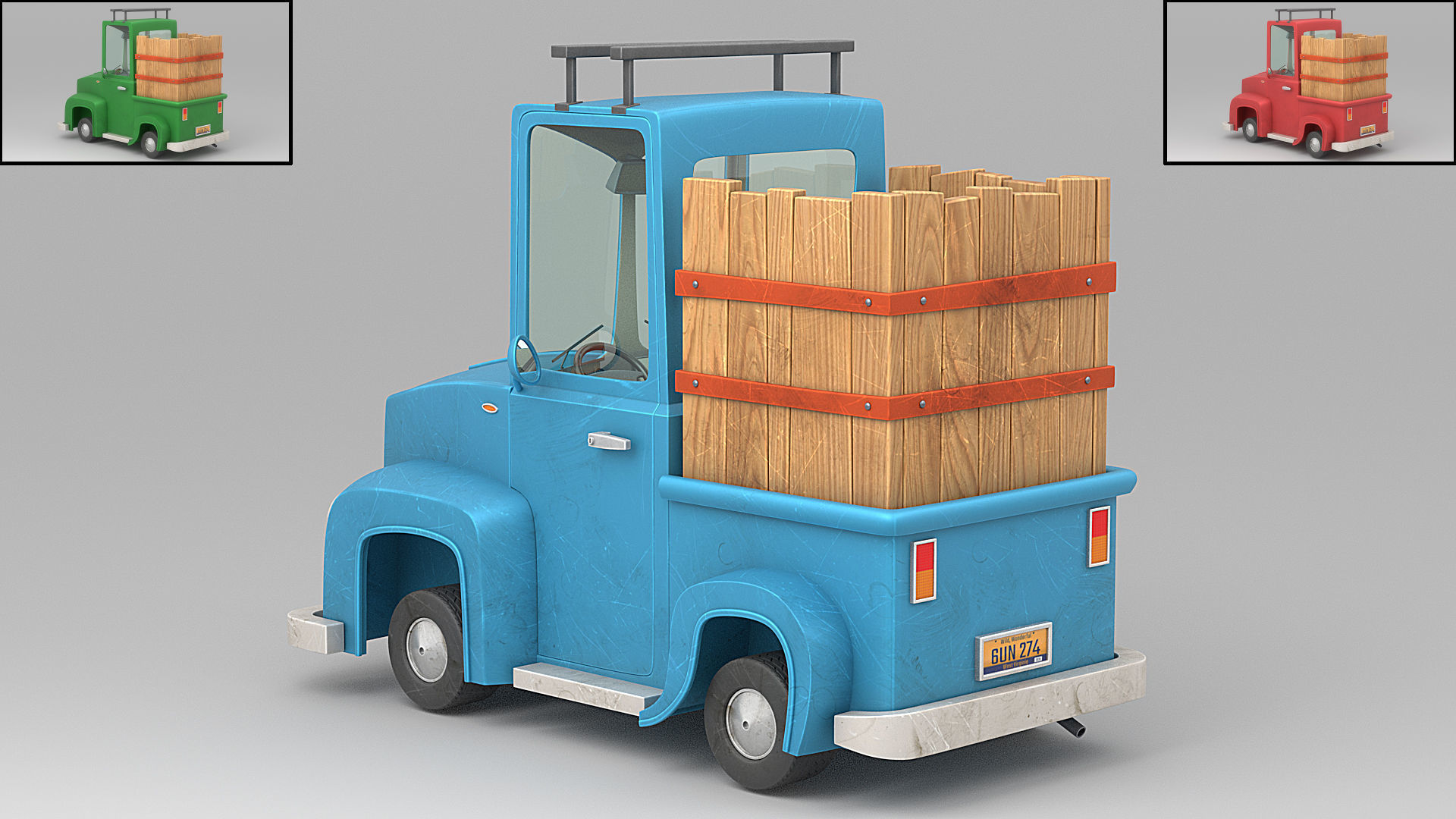 Cartoon car Low-poly 3D model_2