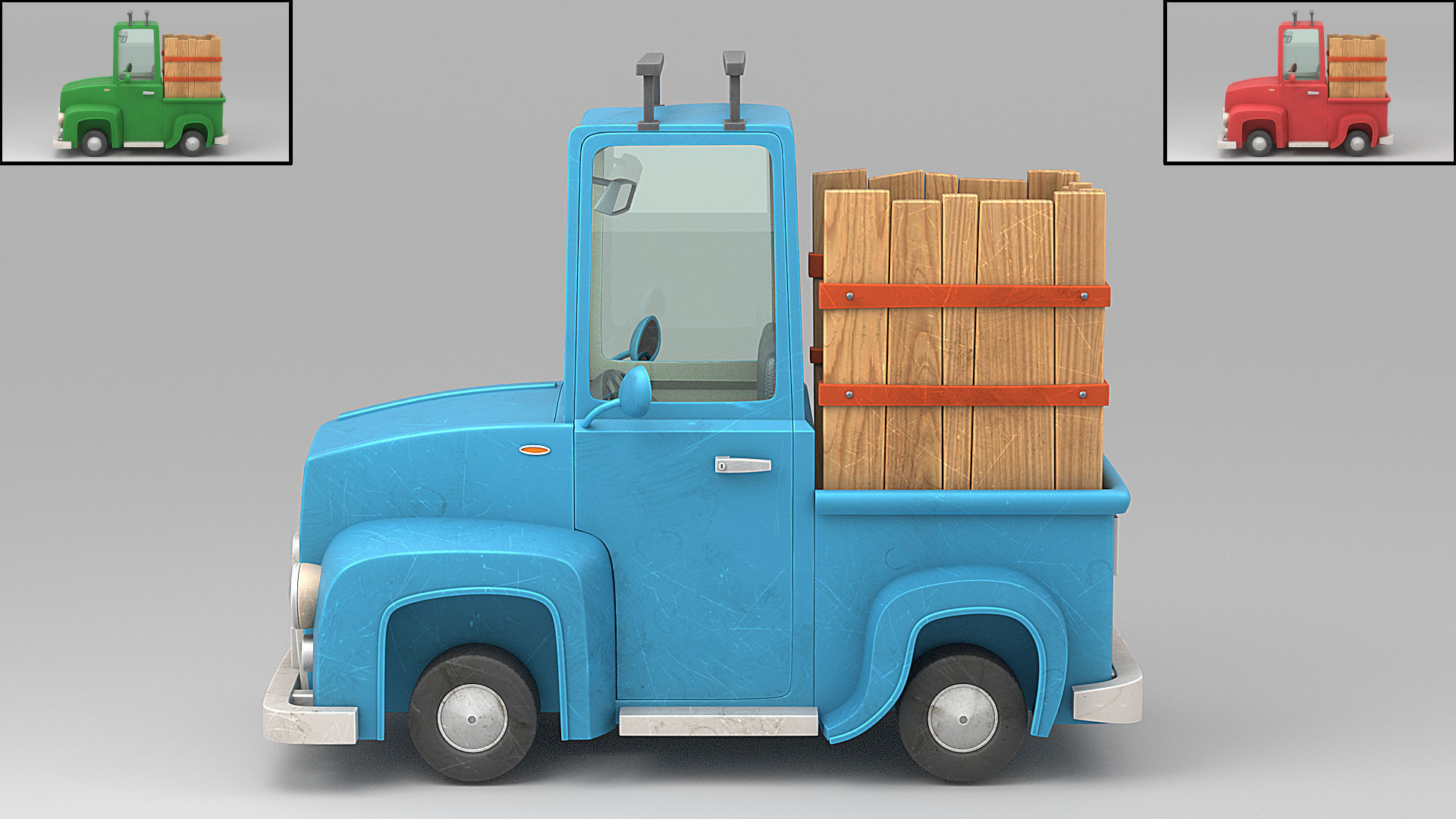 Cartoon car Low-poly 3D model_1