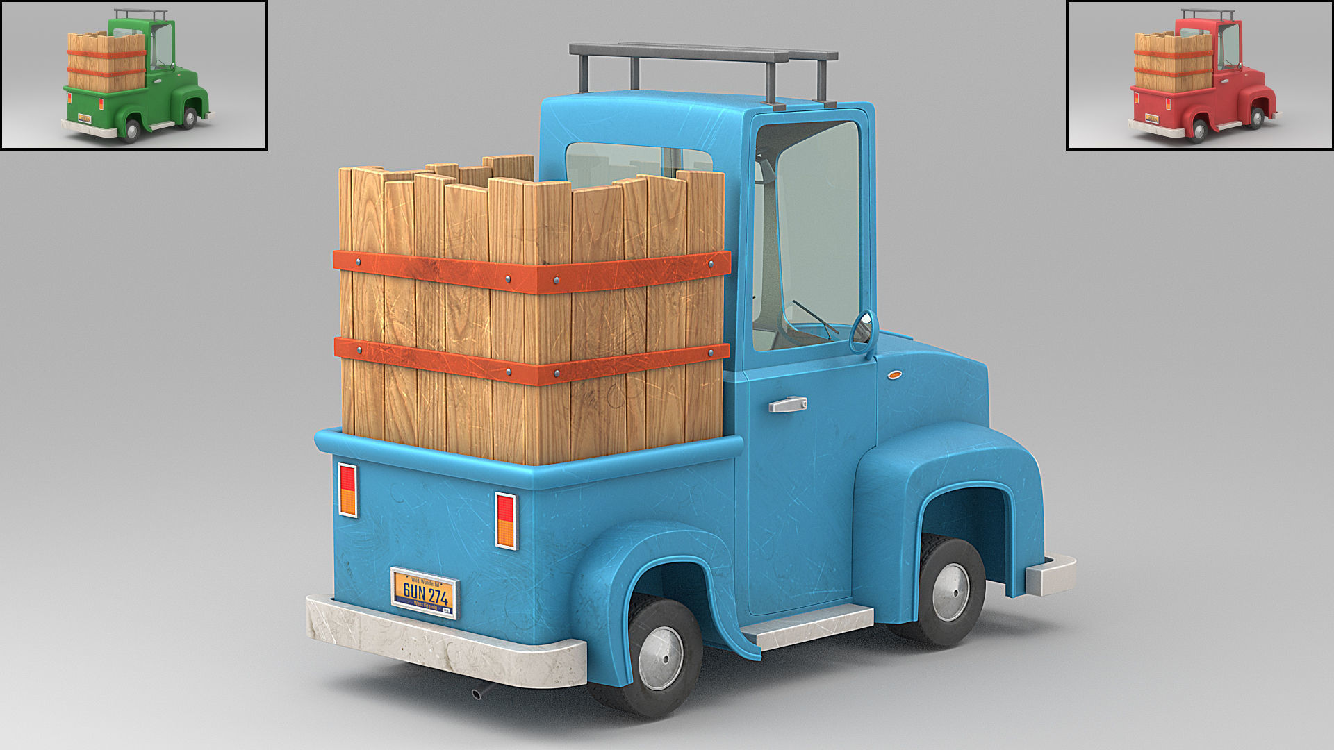 Cartoon car Low-poly 3D model_3