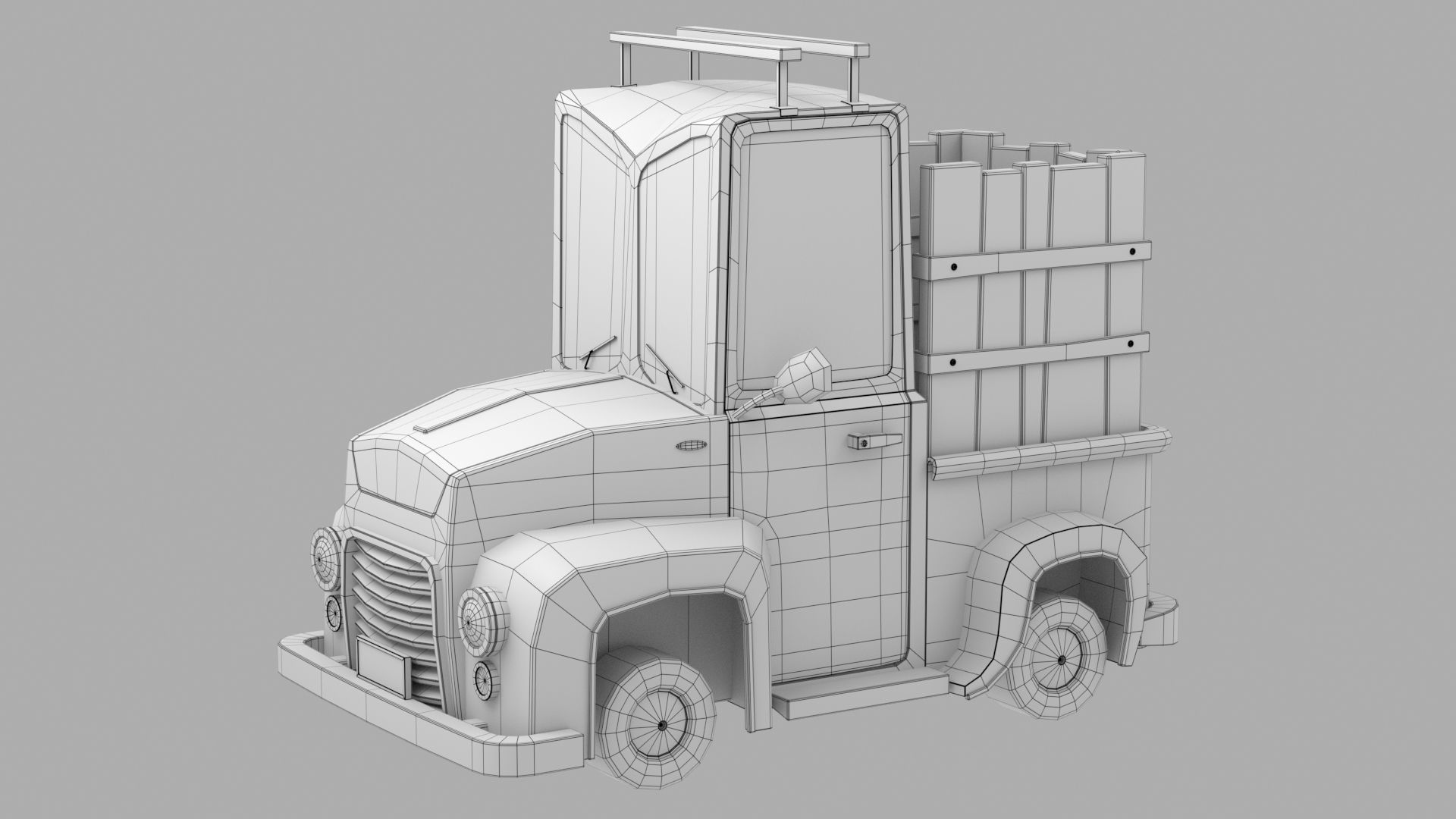 Cartoon car Low-poly 3D model_6