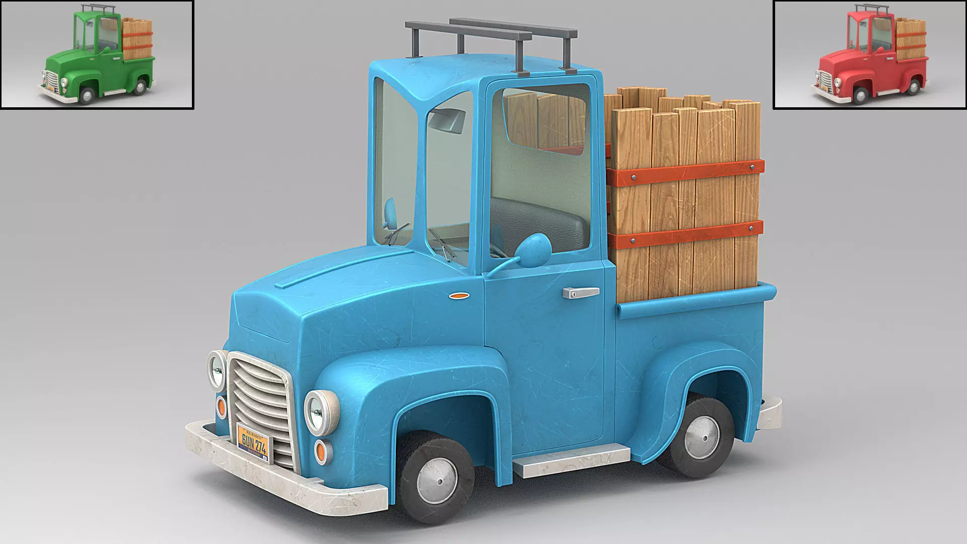 Cartoon car Low-poly 3D model_0