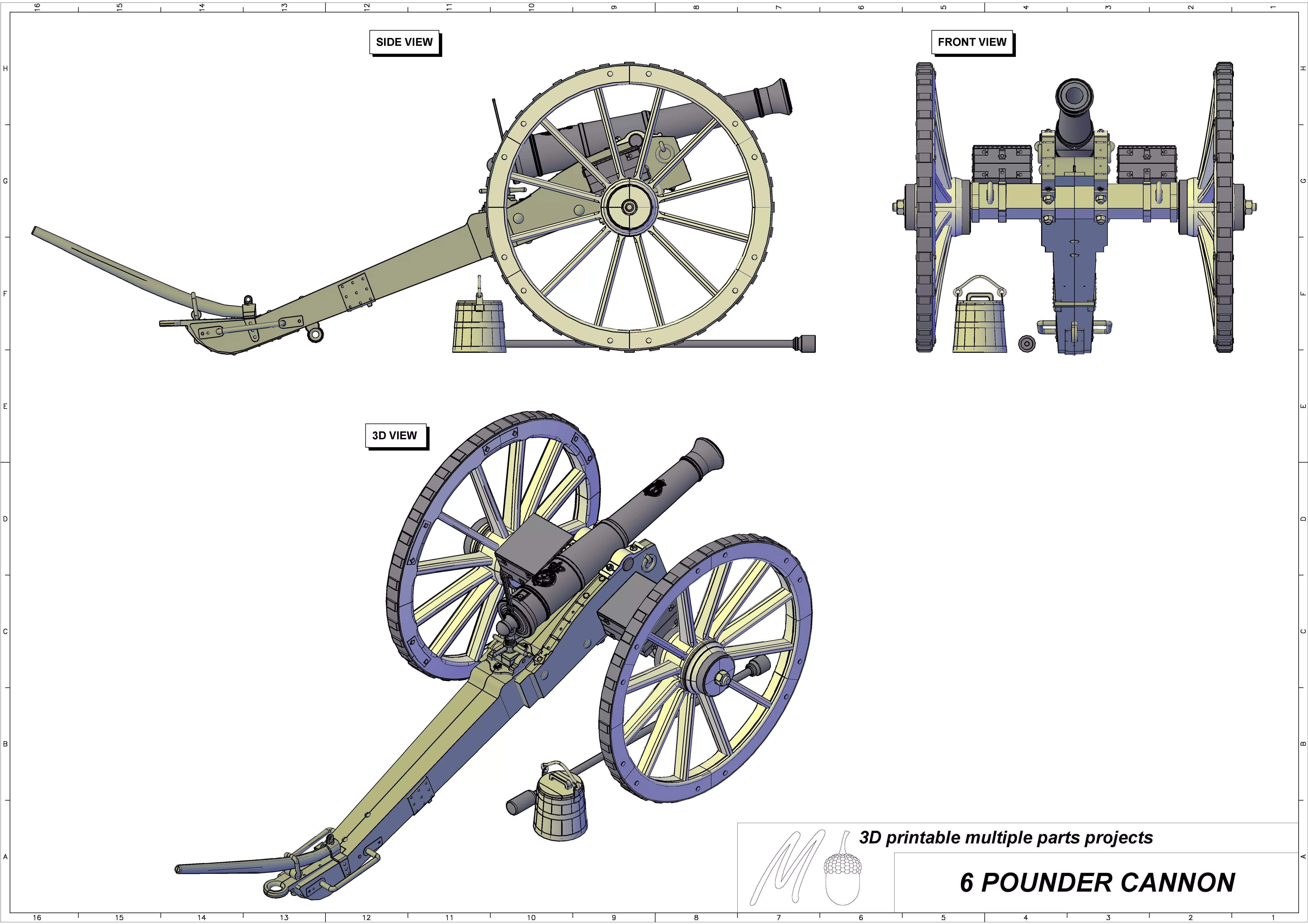 6 pounder cannon 3D print model