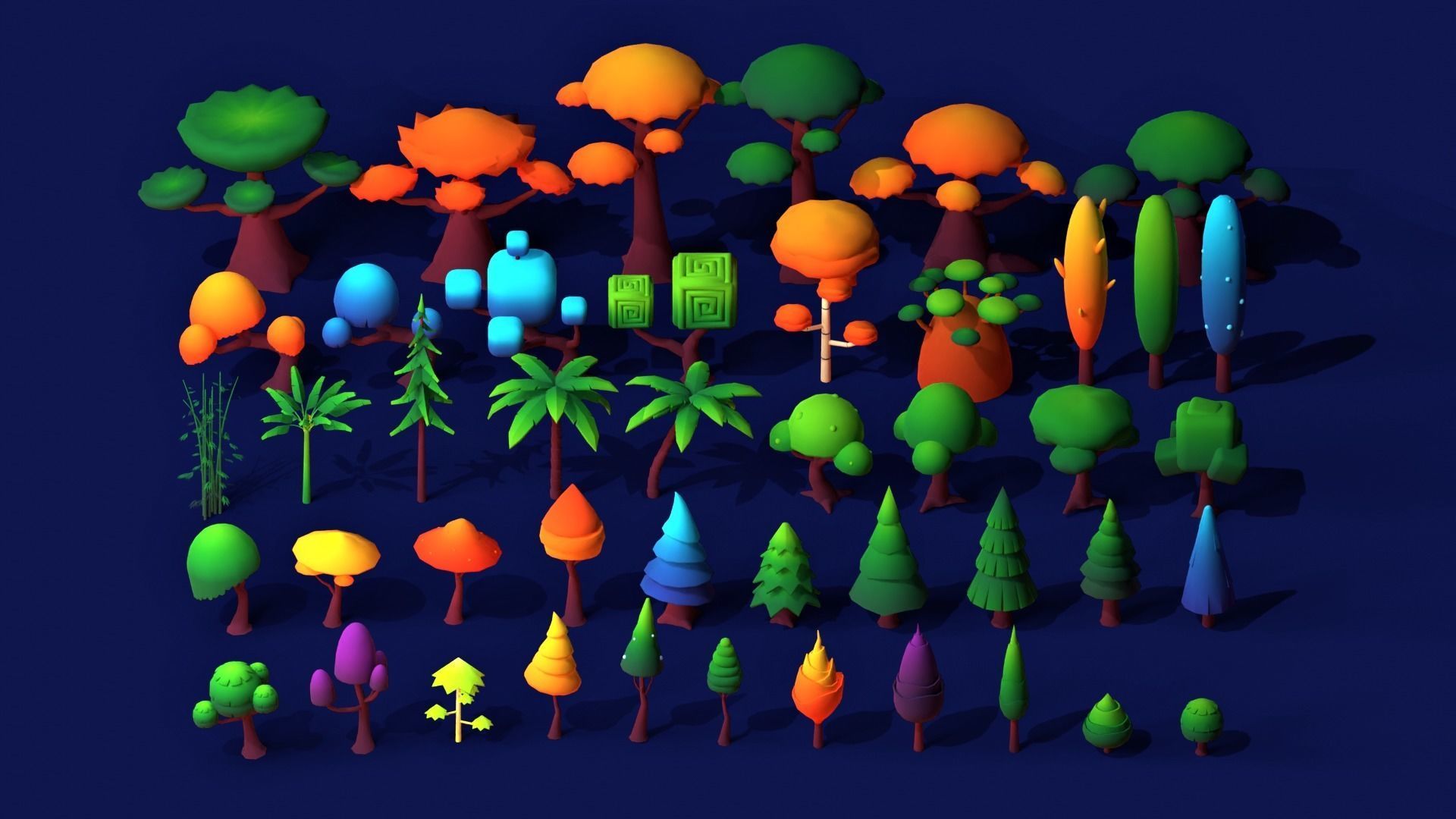 Low Poly - Stylized Fantasy Tree Pack Low-poly 3D model_3