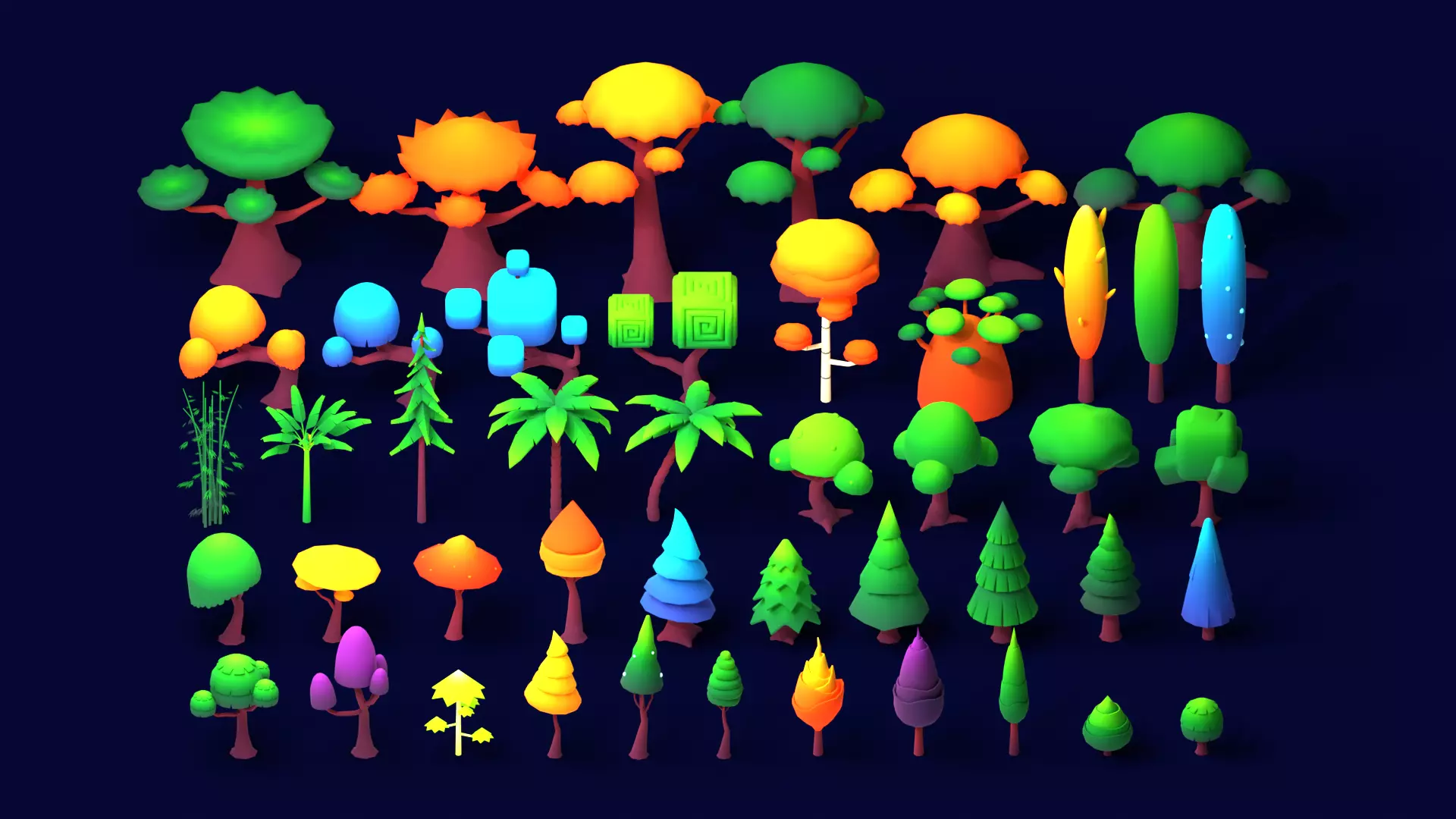 Low Poly - Stylized Fantasy Tree Pack Low-poly 3D model_0