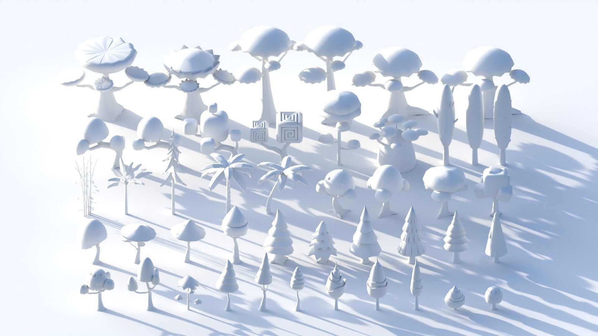 Low Poly - Stylized Fantasy Tree Pack Low-poly 3D model_2