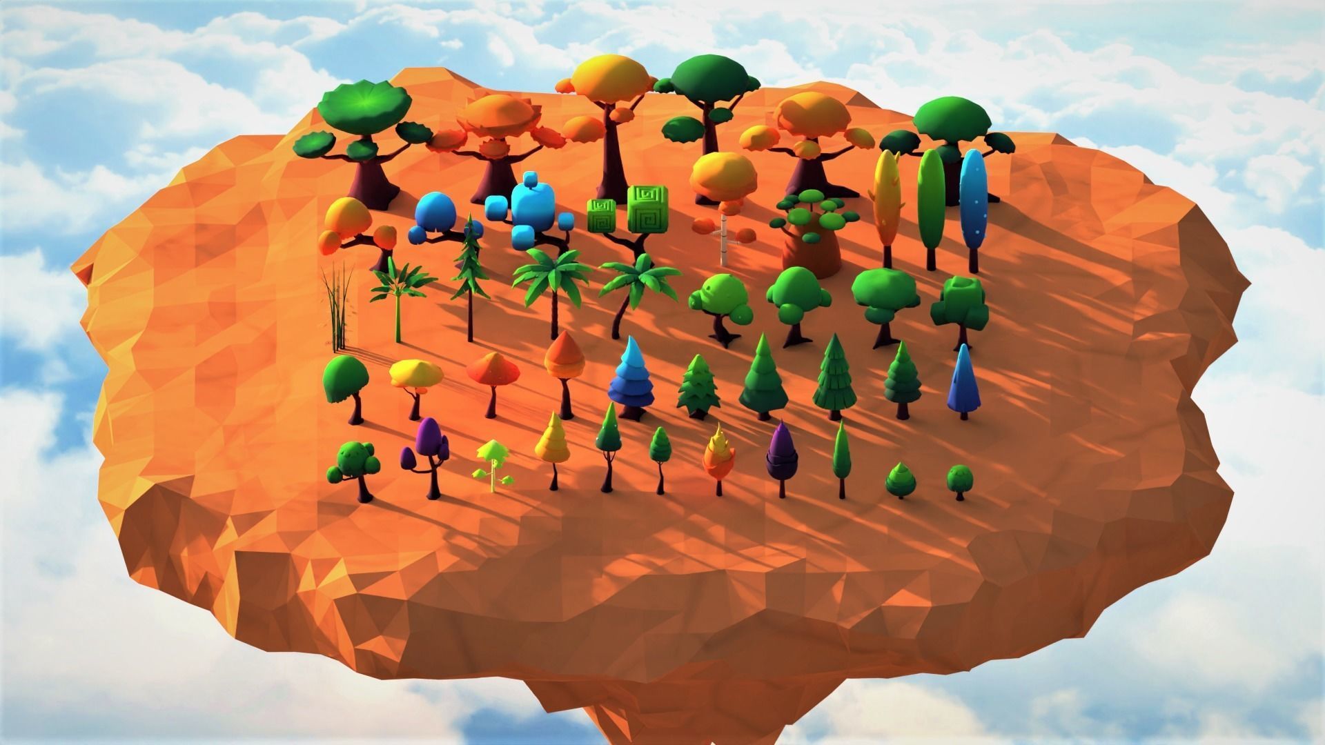 Low Poly - Stylized Fantasy Tree Pack Low-poly 3D model_1