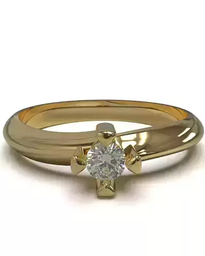 Solitaire engagement ring 3D print model