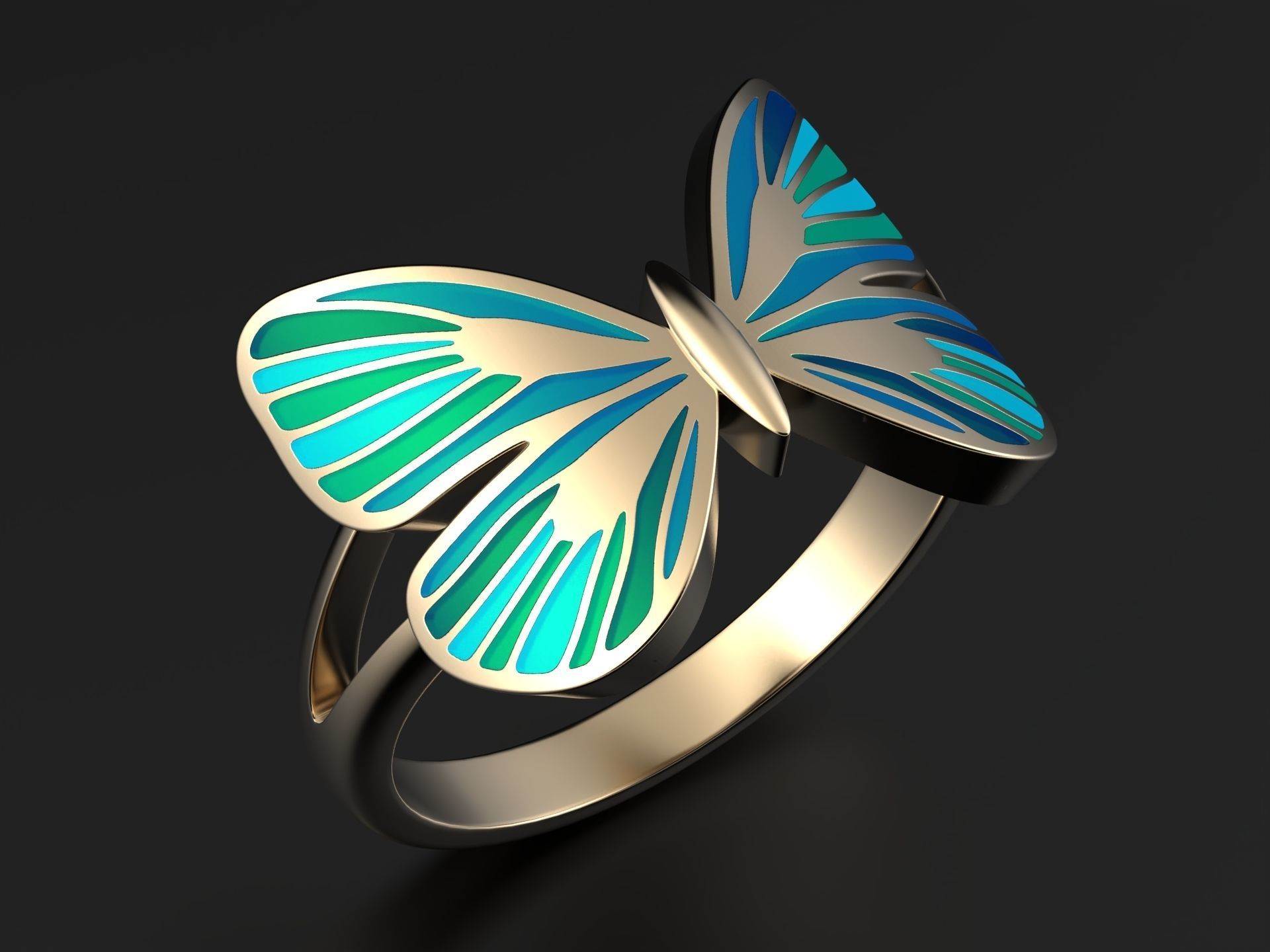 Butterfly ring 3D print model_1