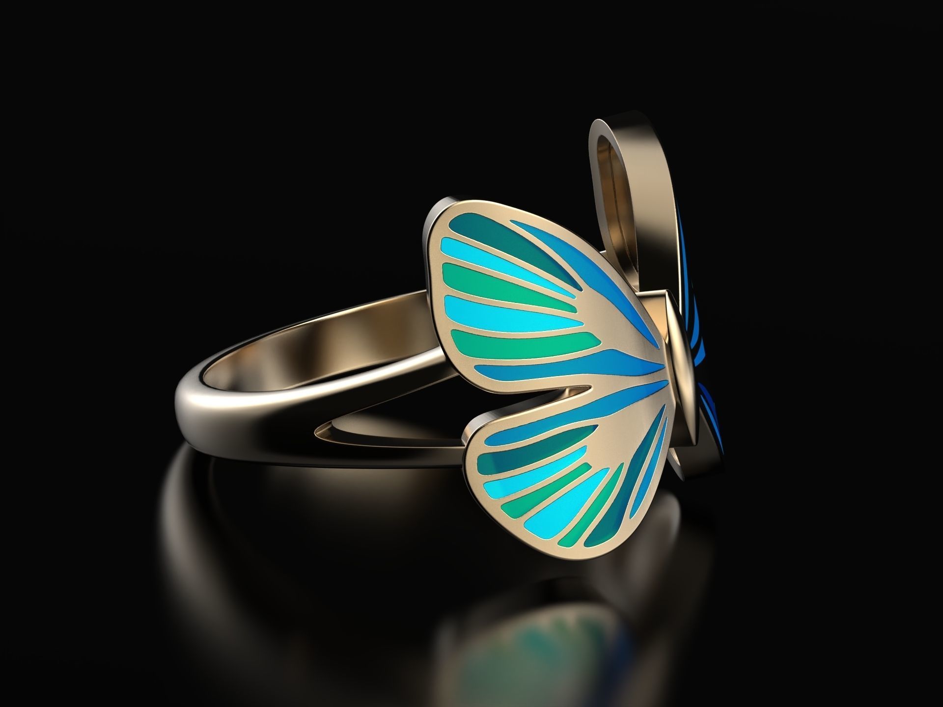 Butterfly ring 3D print model_4
