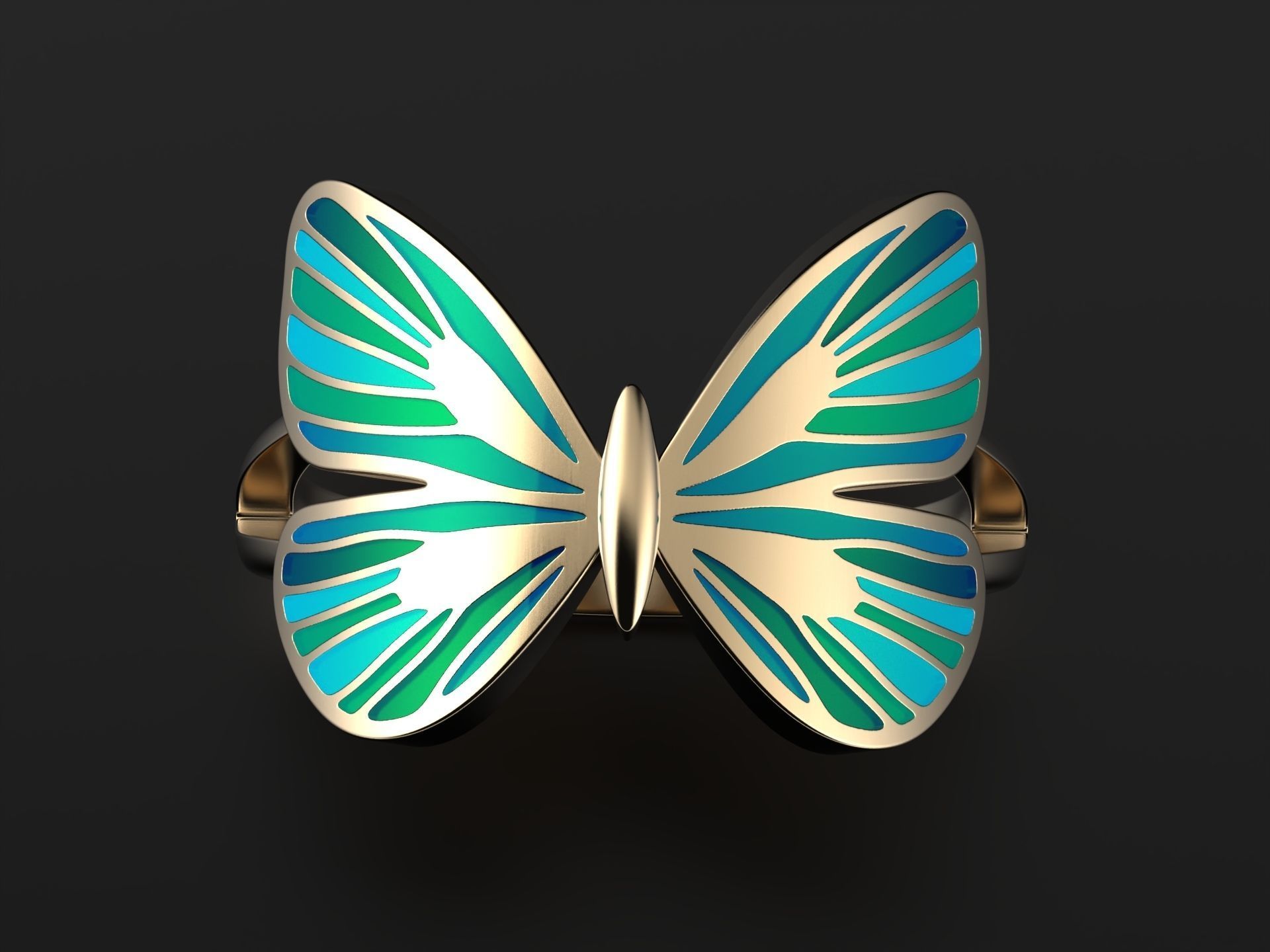 Butterfly ring 3D print model_2