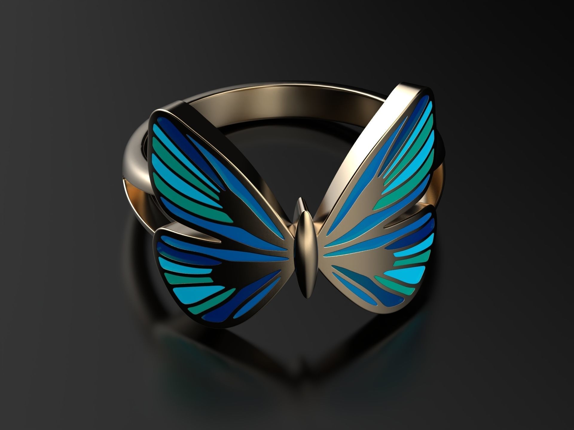 Butterfly ring 3D print model_3