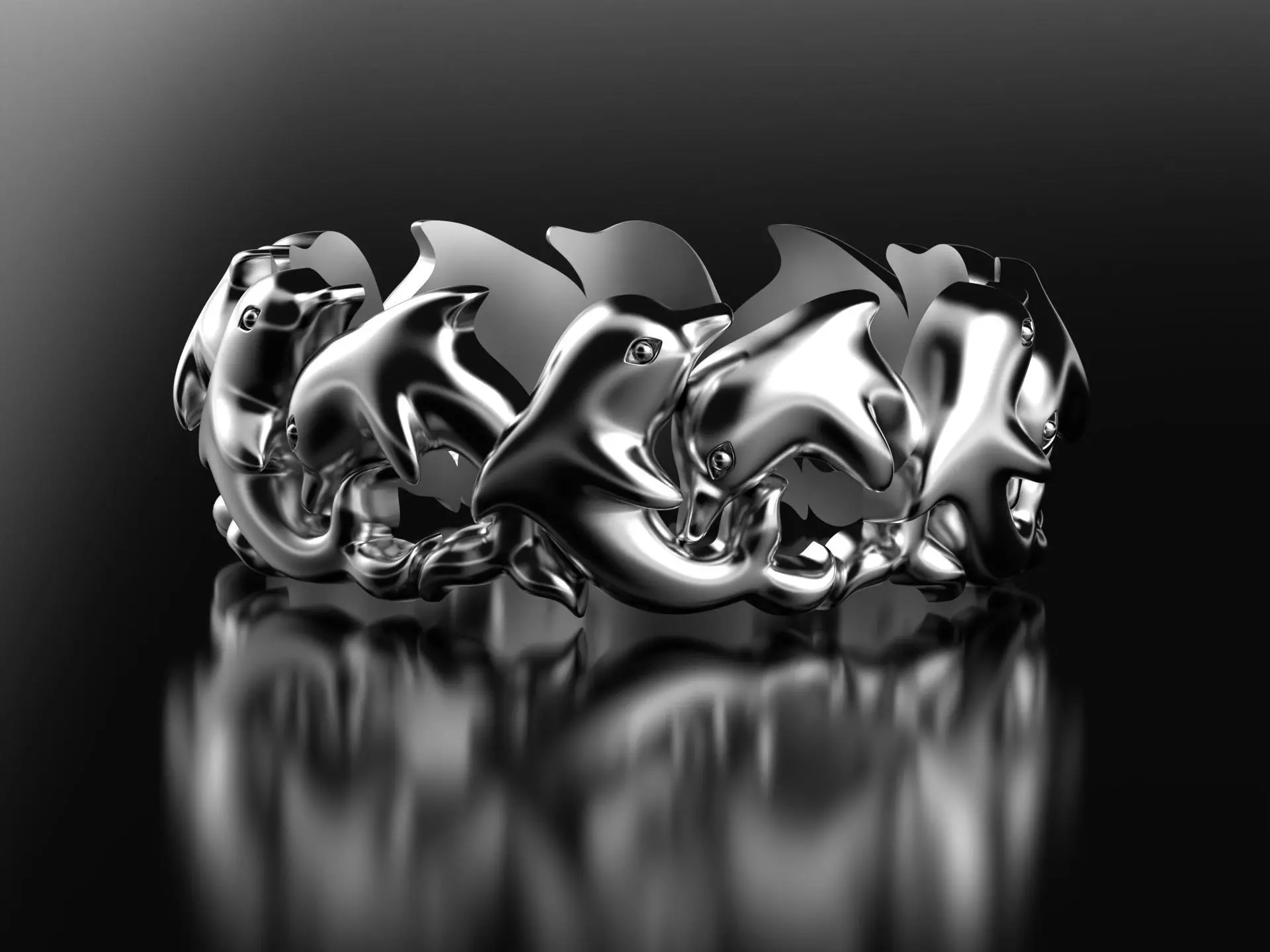 In a round dance Dolphins 3D print model_0