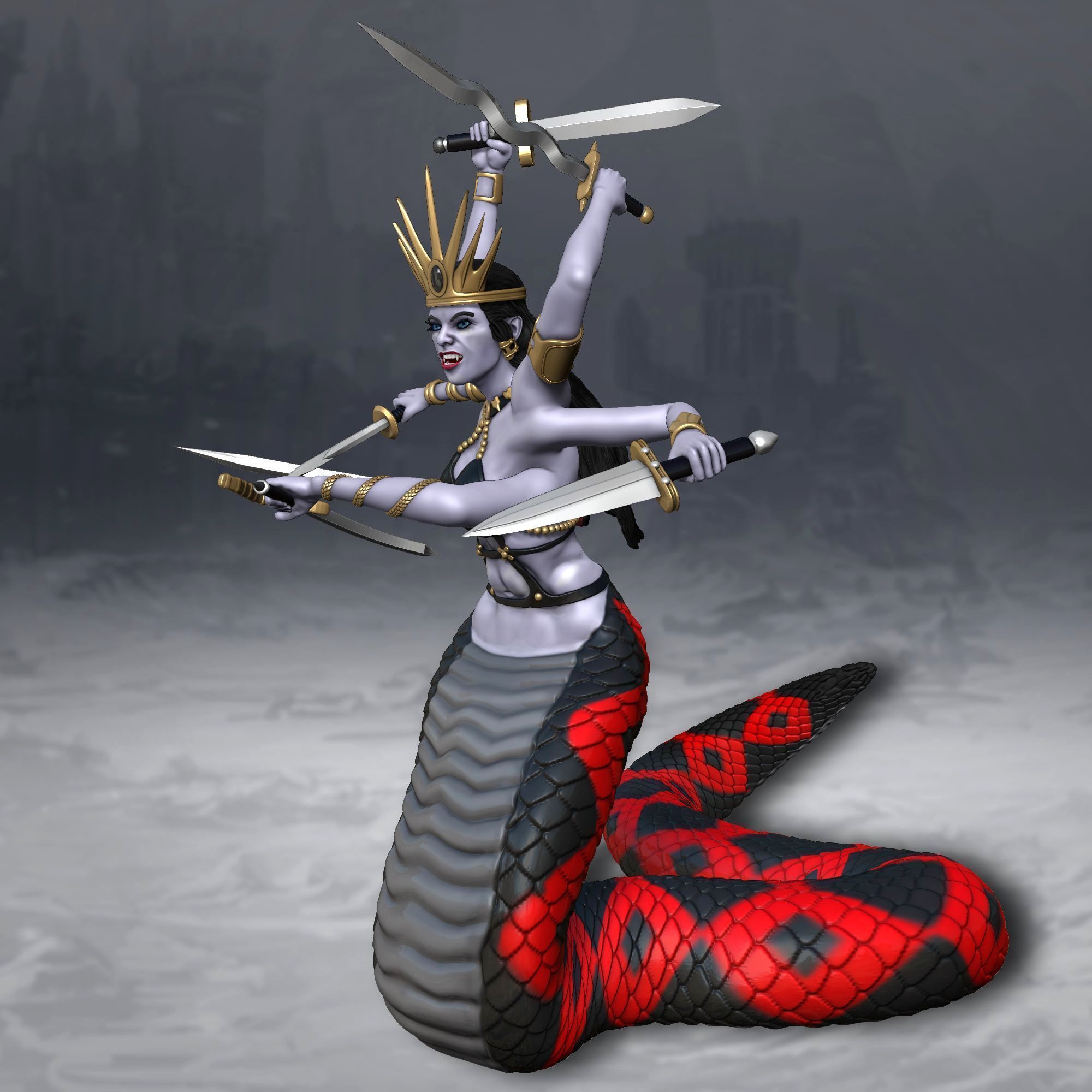 Heroes 3 Naga Queen 3D Printing Model 3D print model_2