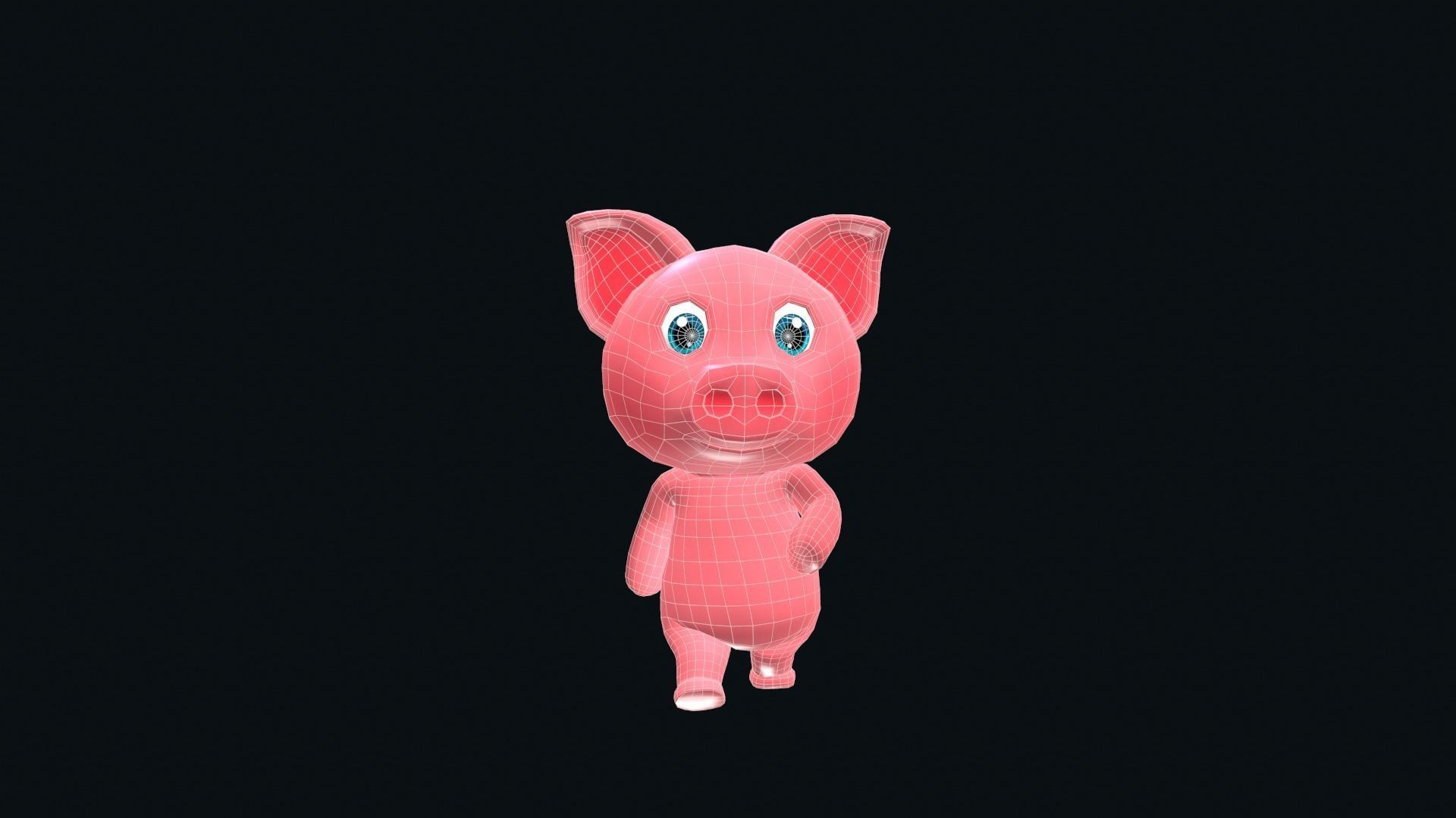 Cartoon Pig Animated Low-poly 3D model_7