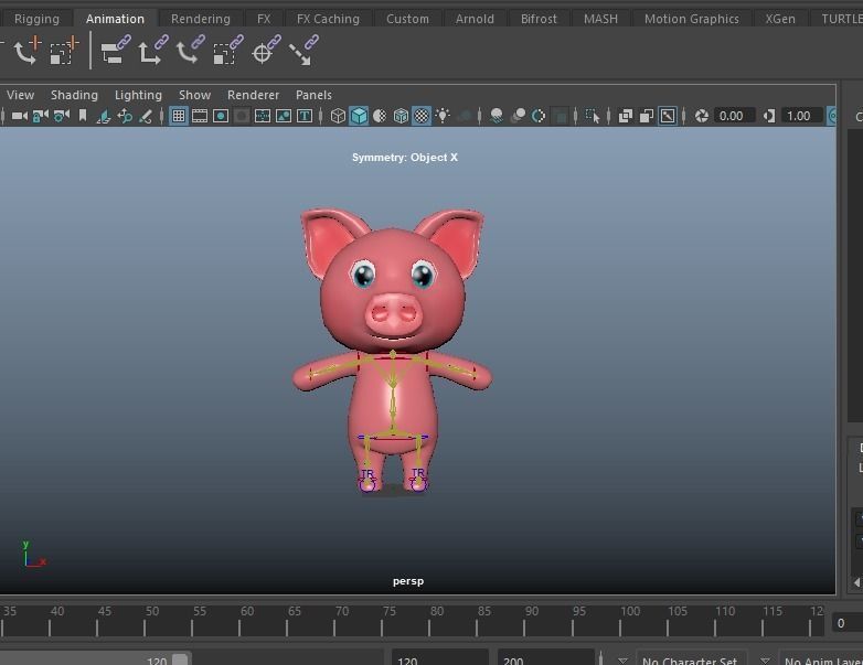 Cartoon Pig Animated Low-poly 3D model_8