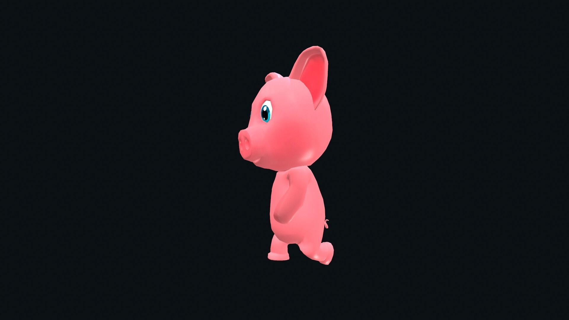Cartoon Pig Animated Low-poly 3D model_5